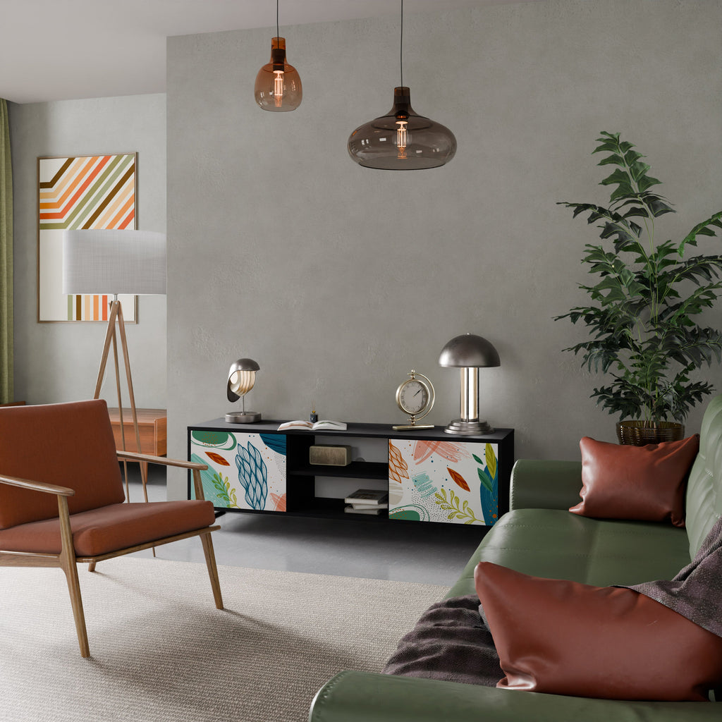 BOTANICAL HURRICANE 2-Door TV Stand in Black Finish