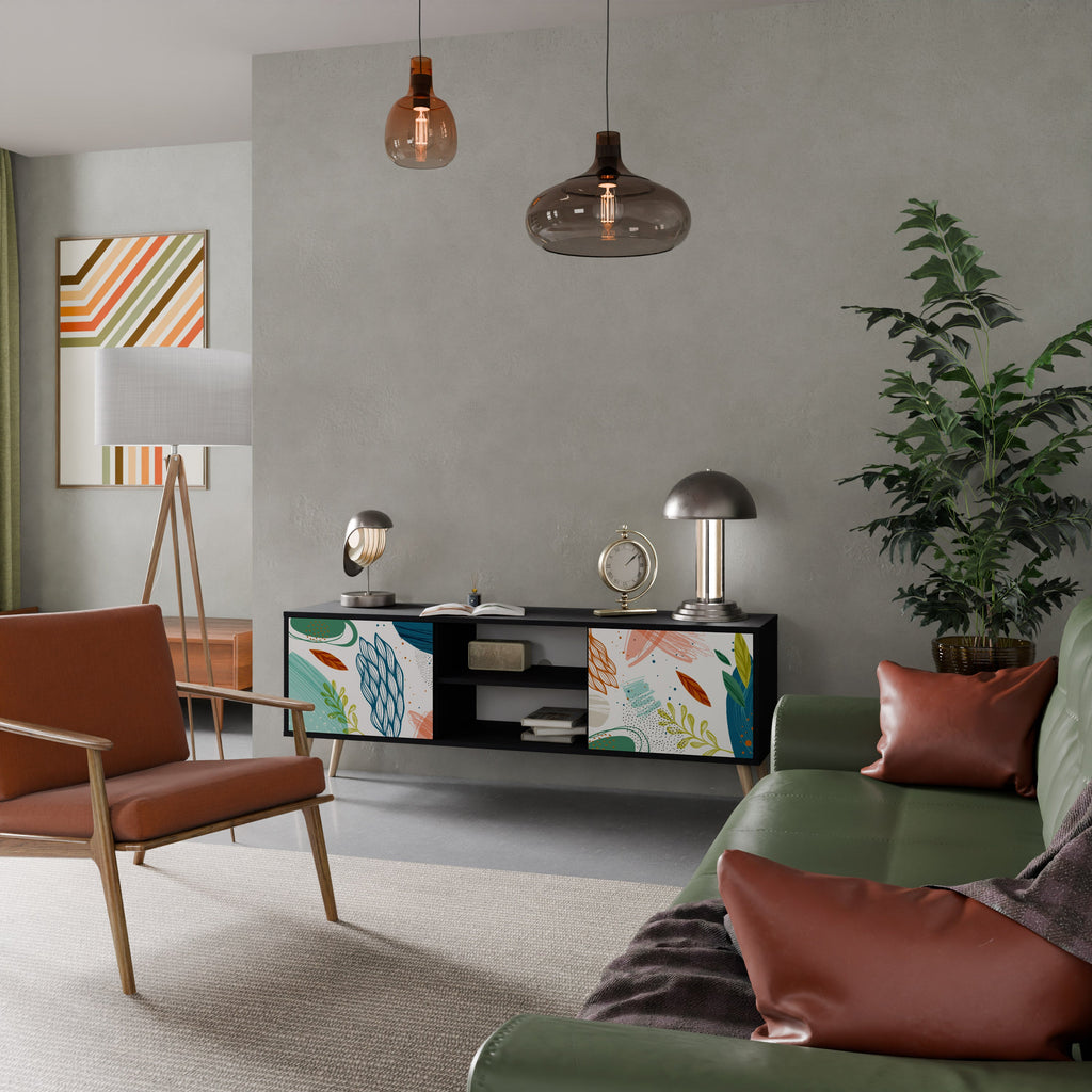 BOTANICAL HURRICANE 2-Door TV Stand in Black Finish