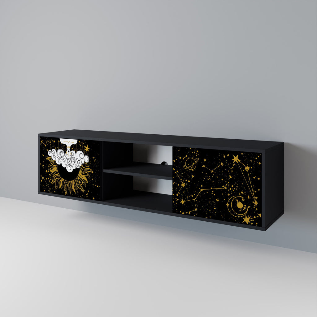 STELLAR CONSTELLATIONS 2-Door TV Stand in Black Finish