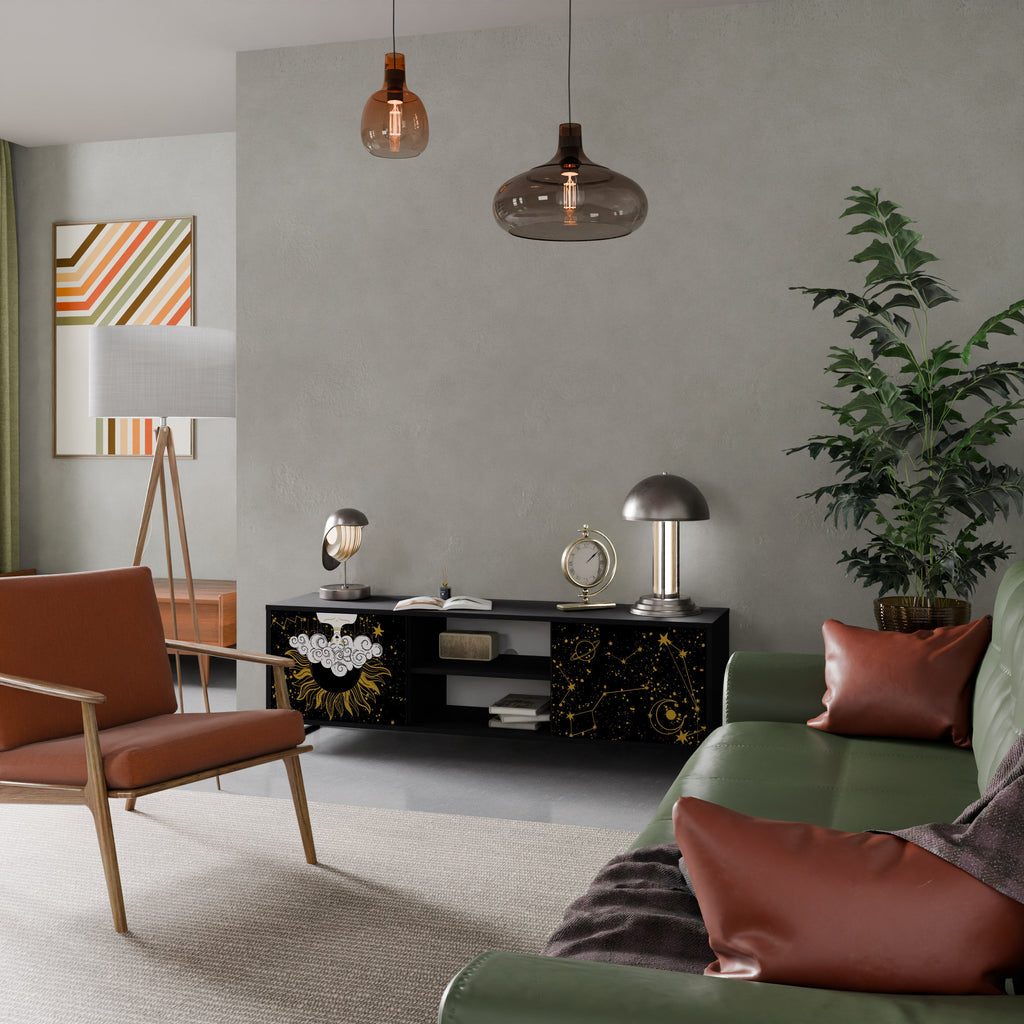 STELLAR CONSTELLATIONS 2-Door TV Stand in Black Finish