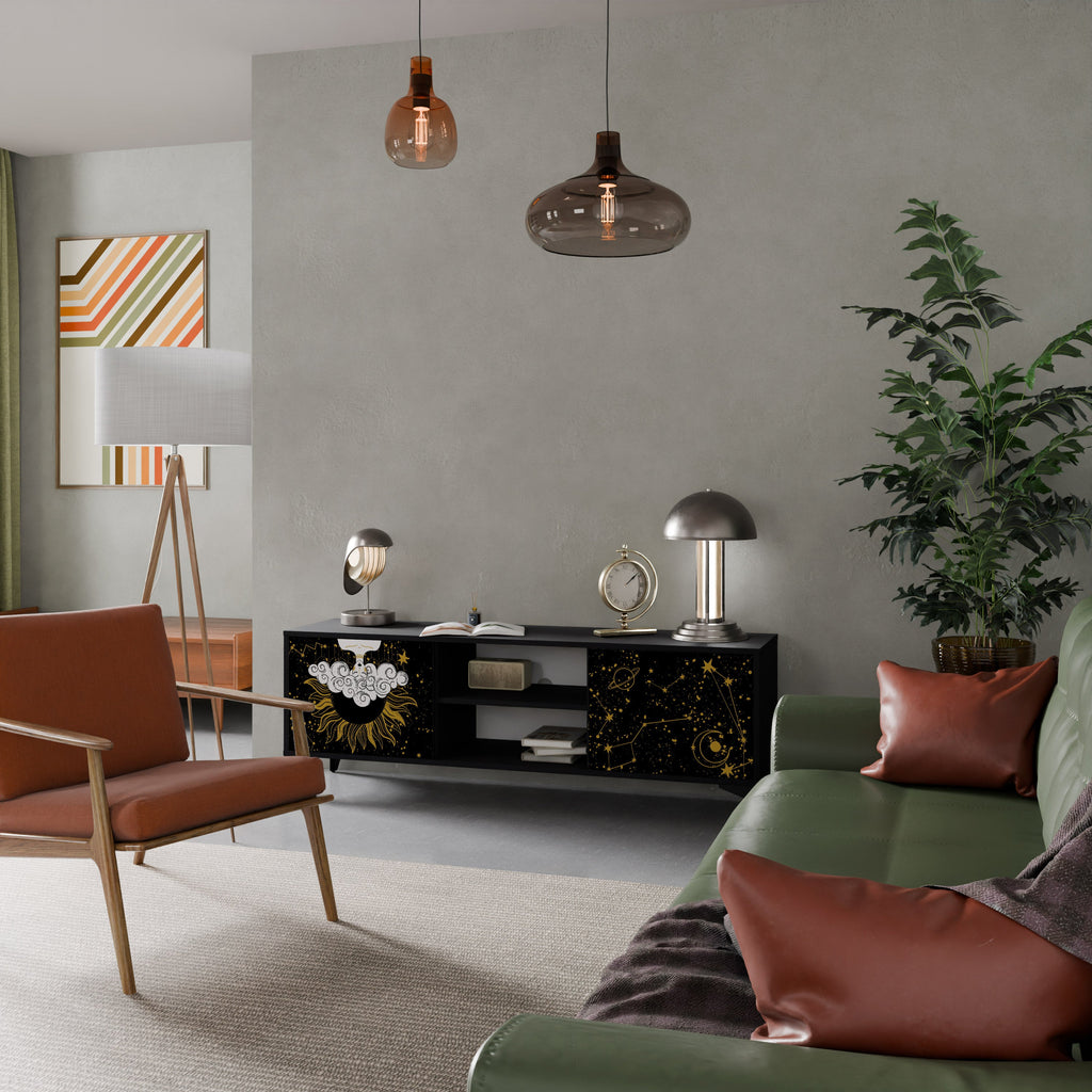 STELLAR CONSTELLATIONS 2-Door TV Stand in Black Finish