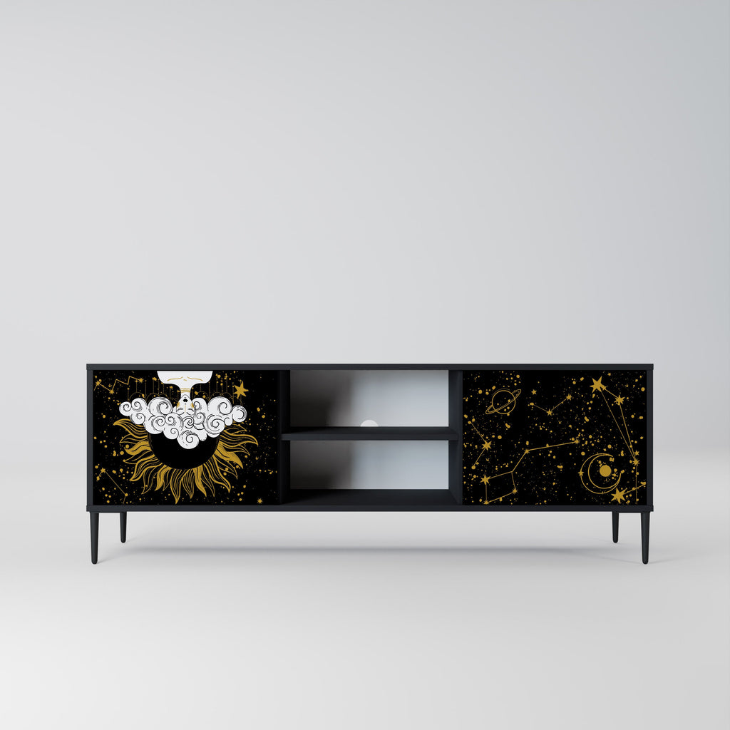 STELLAR CONSTELLATIONS 2-Door TV Stand in Black Finish