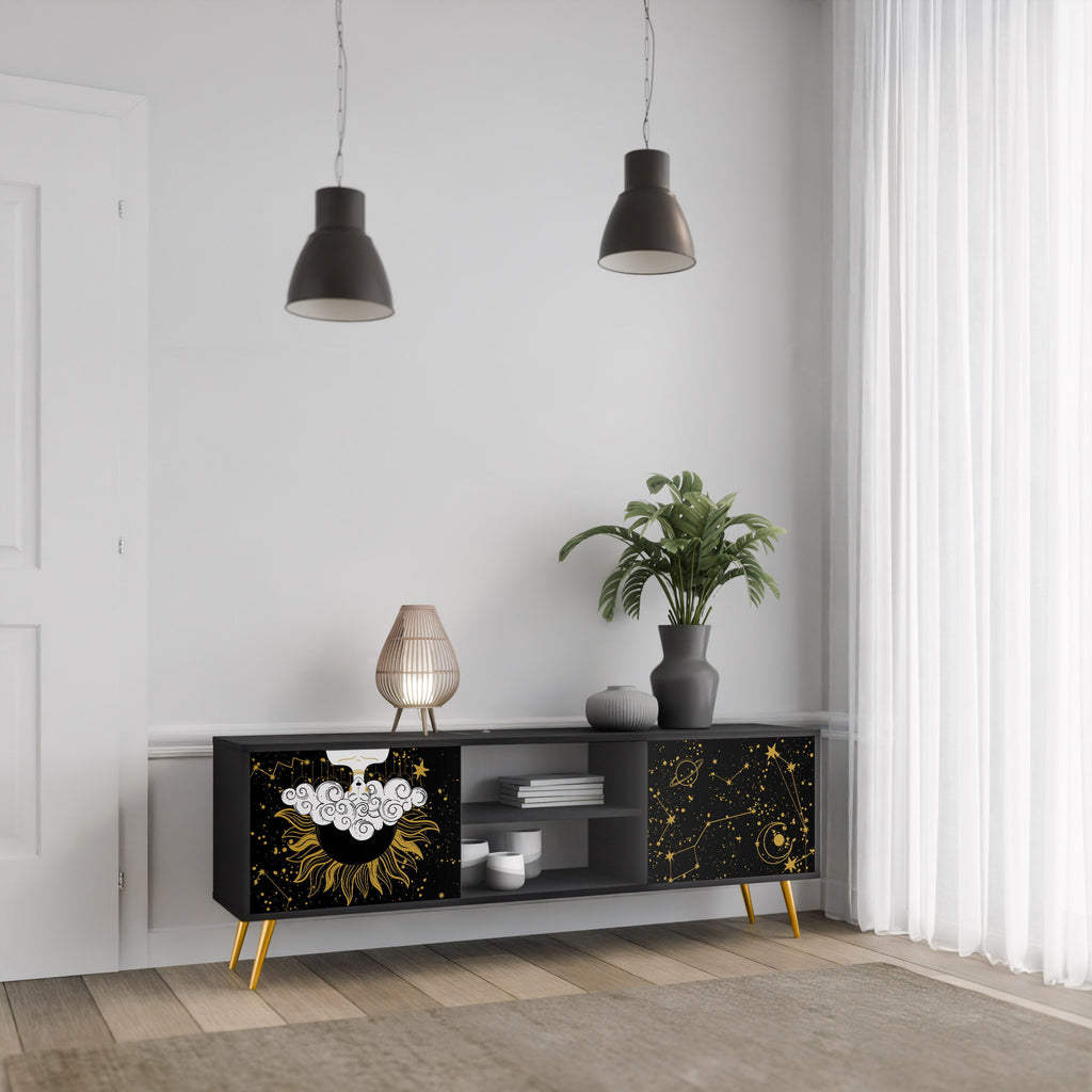 STELLAR CONSTELLATIONS 2-Door TV Stand in Black Finish