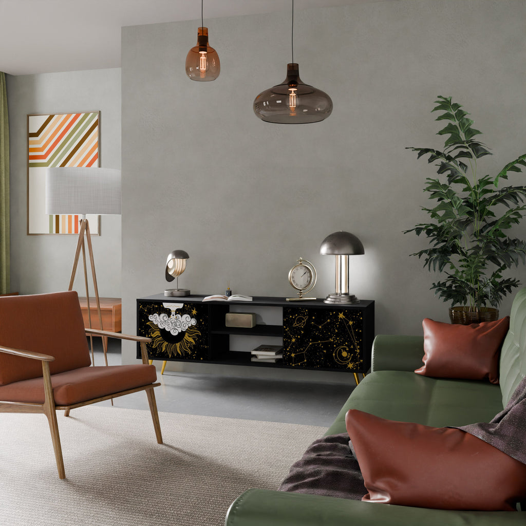 STELLAR CONSTELLATIONS 2-Door TV Stand in Black Finish