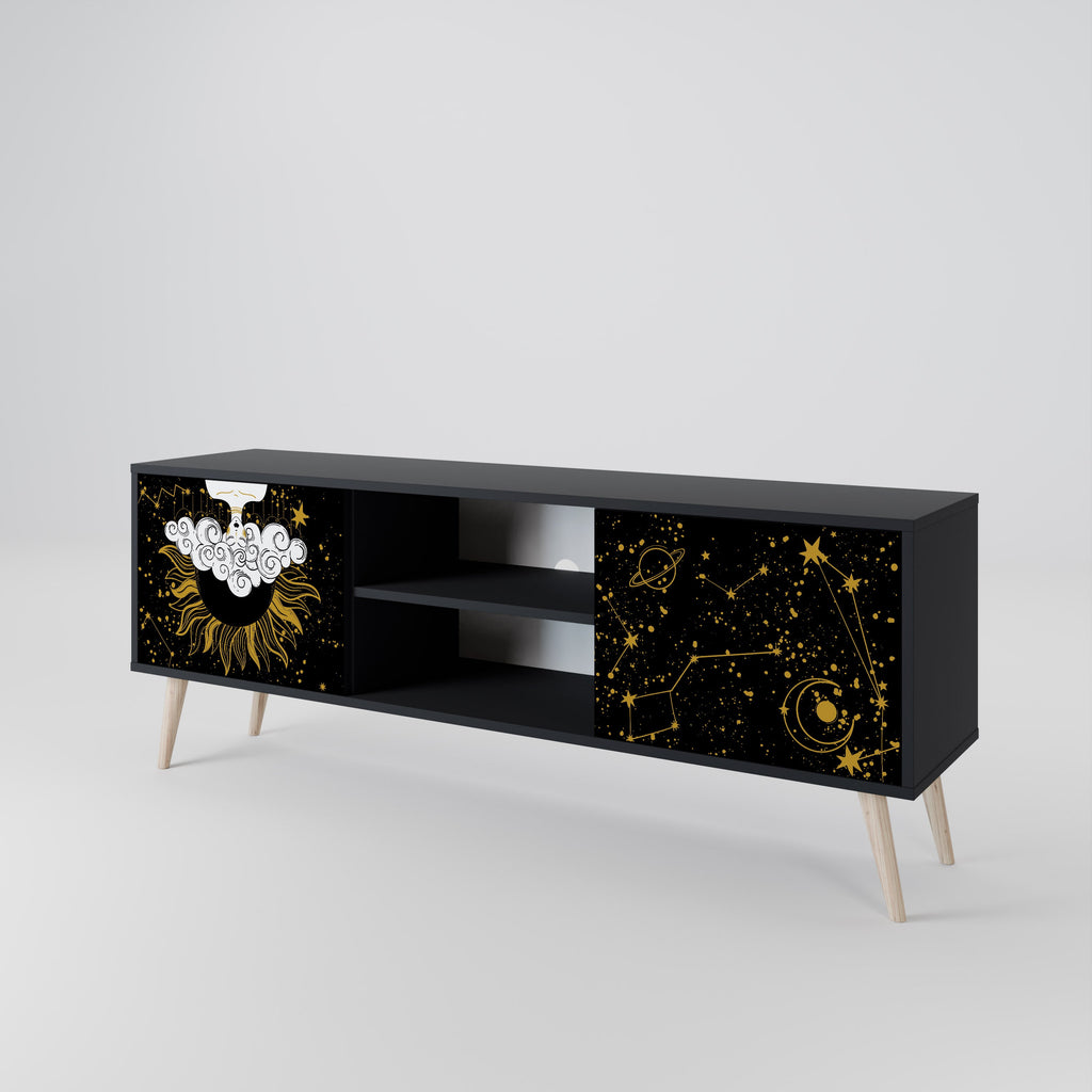 STELLAR CONSTELLATIONS 2-Door TV Stand in Black Finish