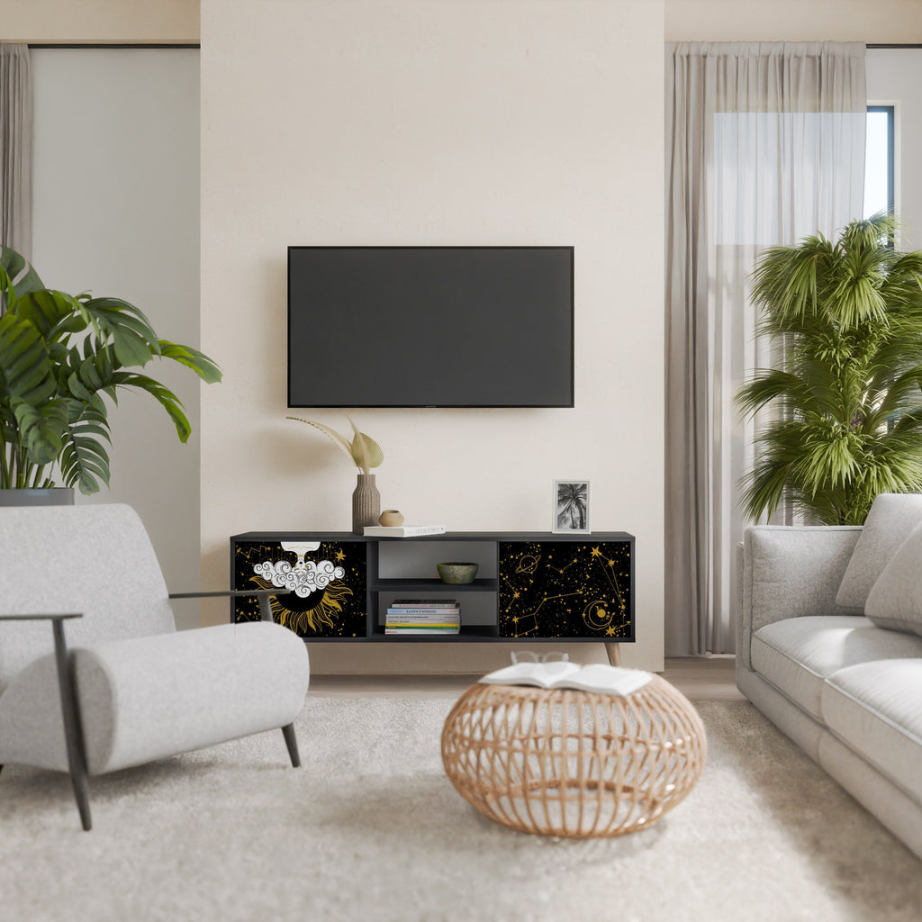 STELLAR CONSTELLATIONS 2-Door TV Stand in Black Finish