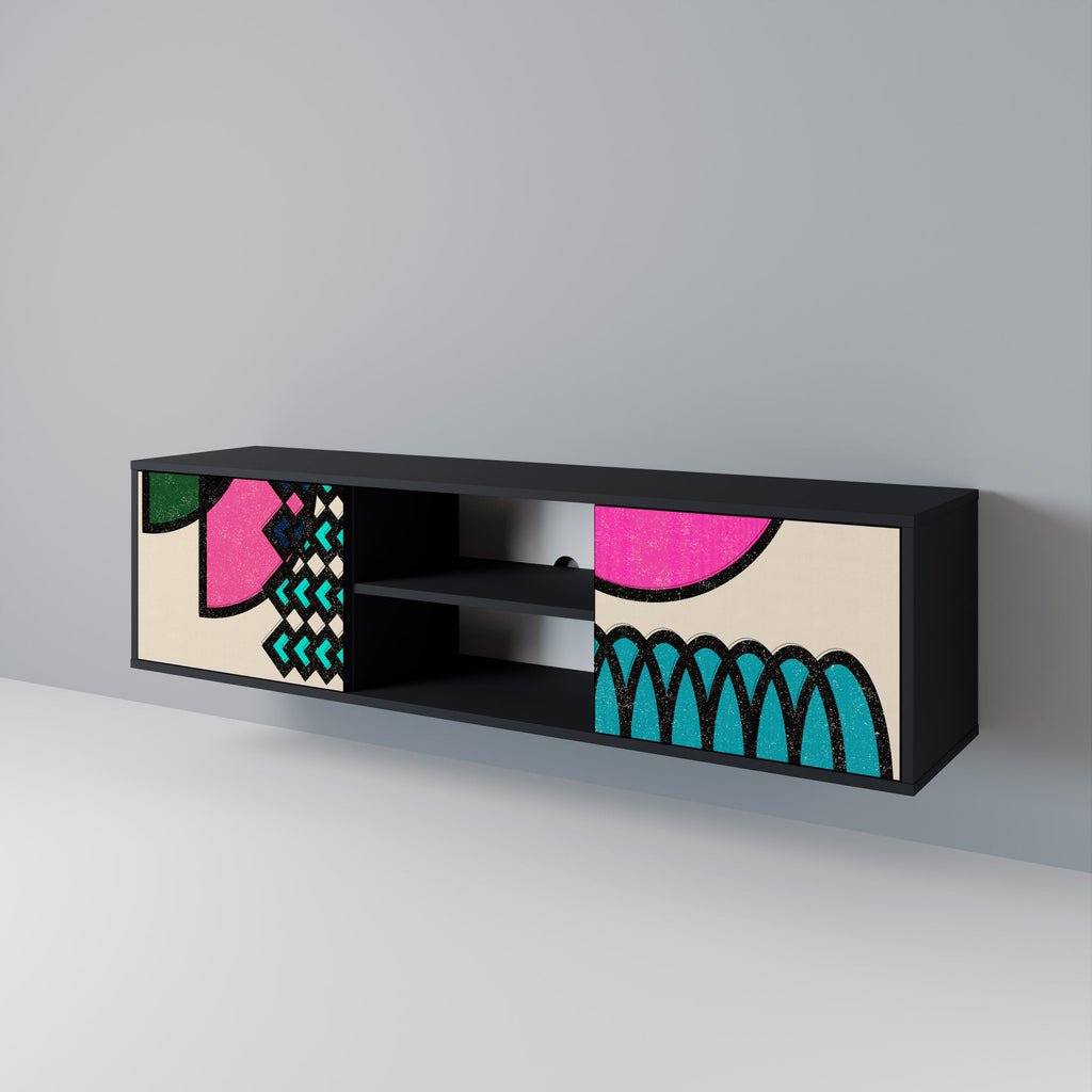 GEOMETRIC RHAPSODY 2-Door TV Stand in Black Finish