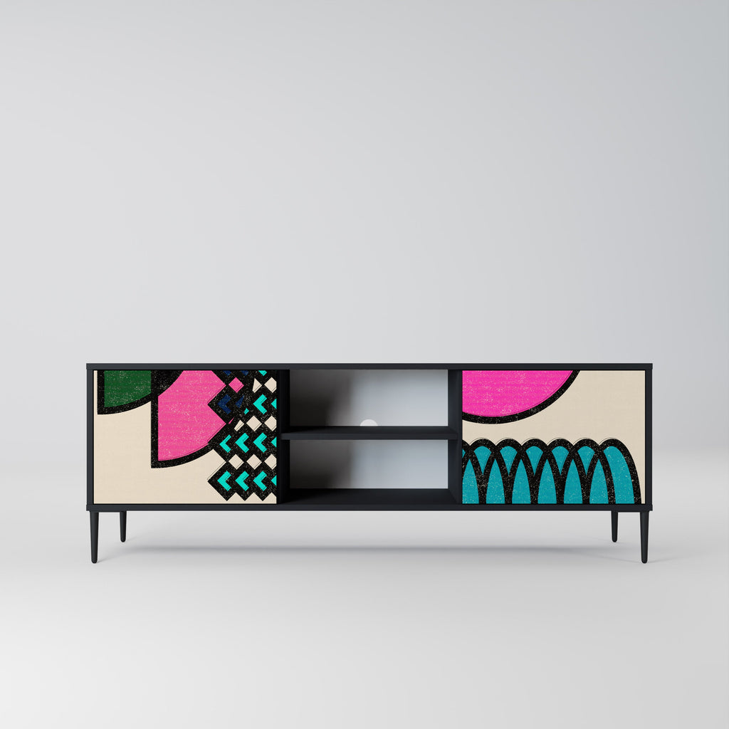 GEOMETRIC RHAPSODY 2-Door TV Stand in Black Finish
