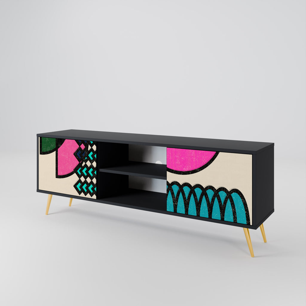GEOMETRIC RHAPSODY 2-Door TV Stand in Black Finish