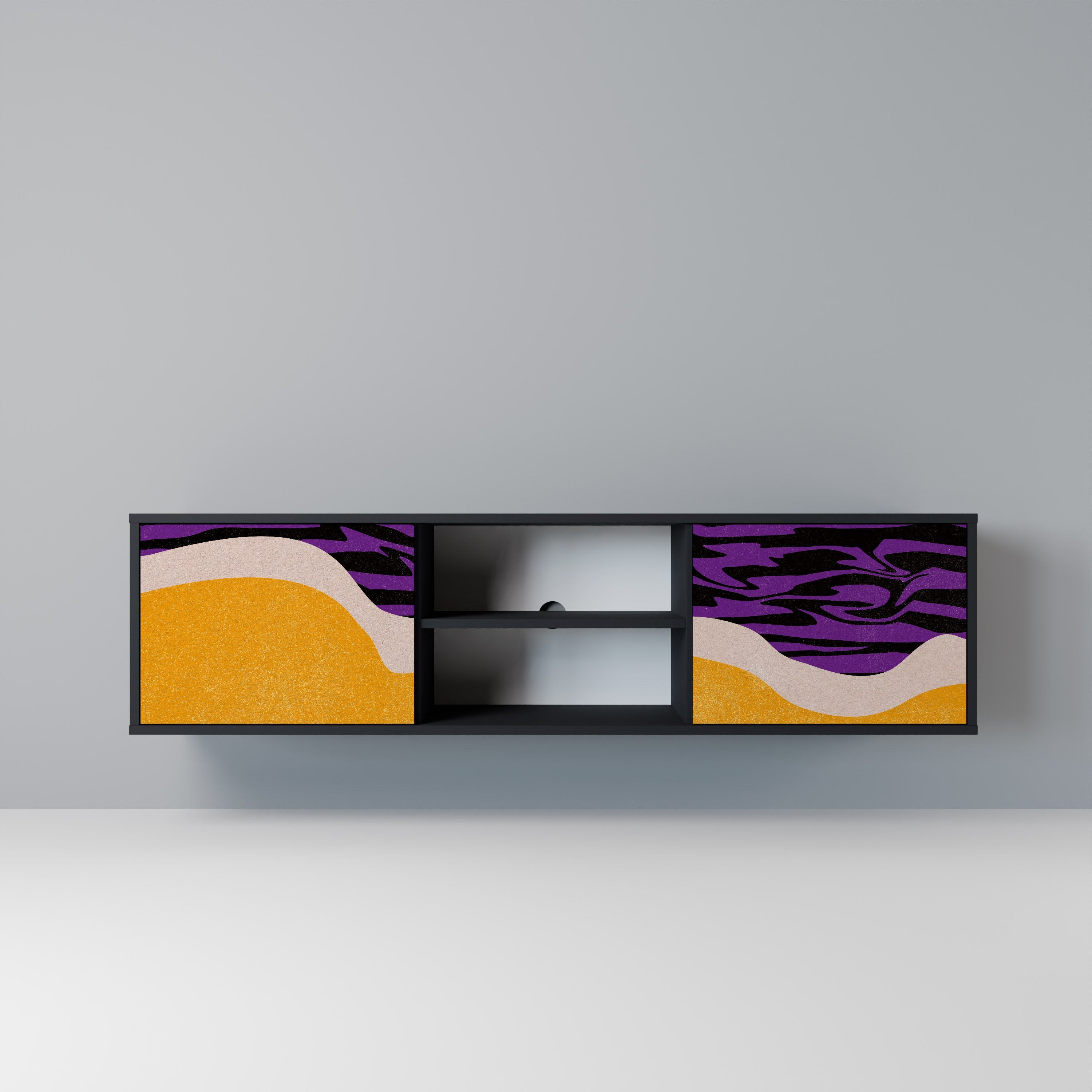 INDEPENDENT BORDER 2-Door TV Stand in Black Finish