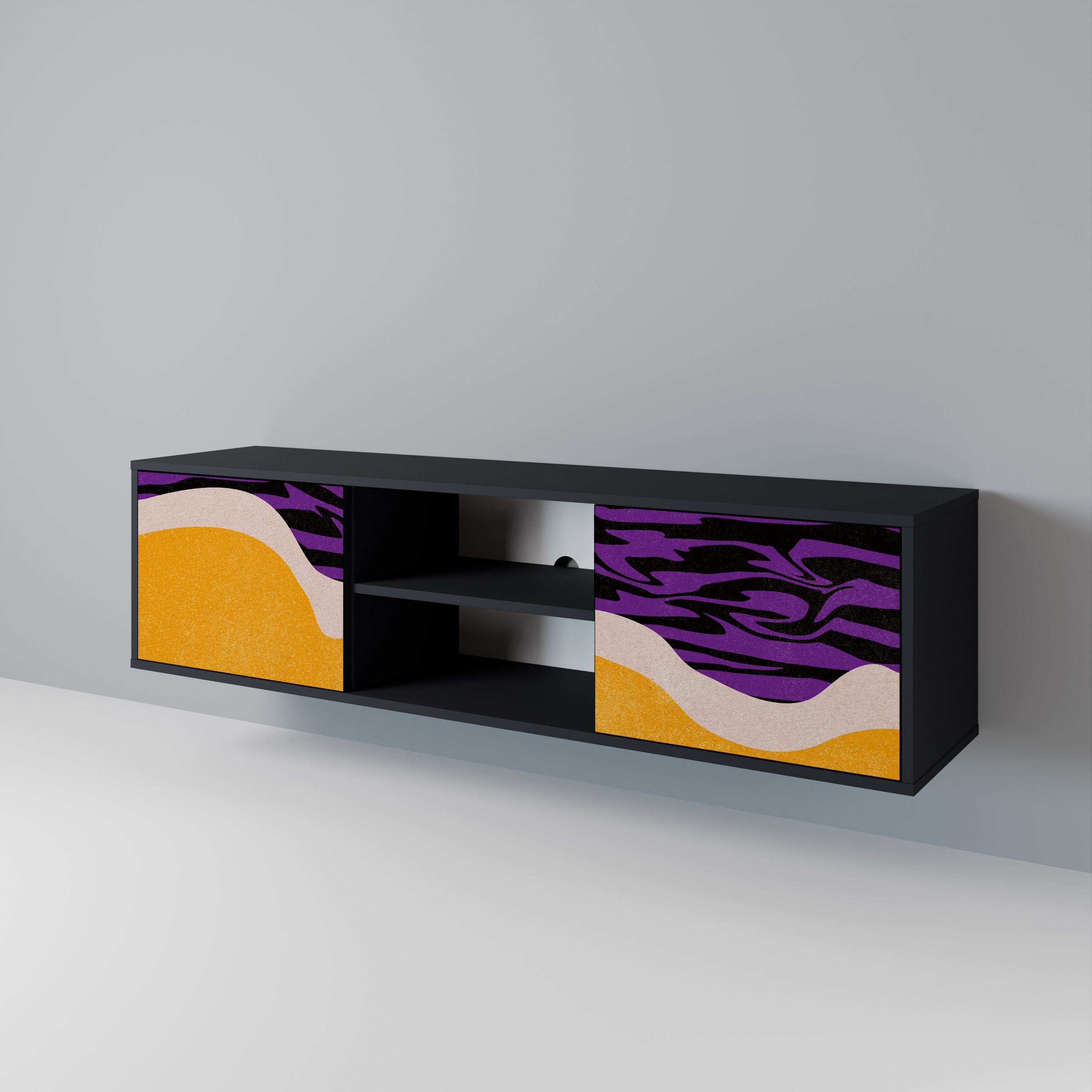 INDEPENDENT BORDER 2-Door TV Stand in Black Finish