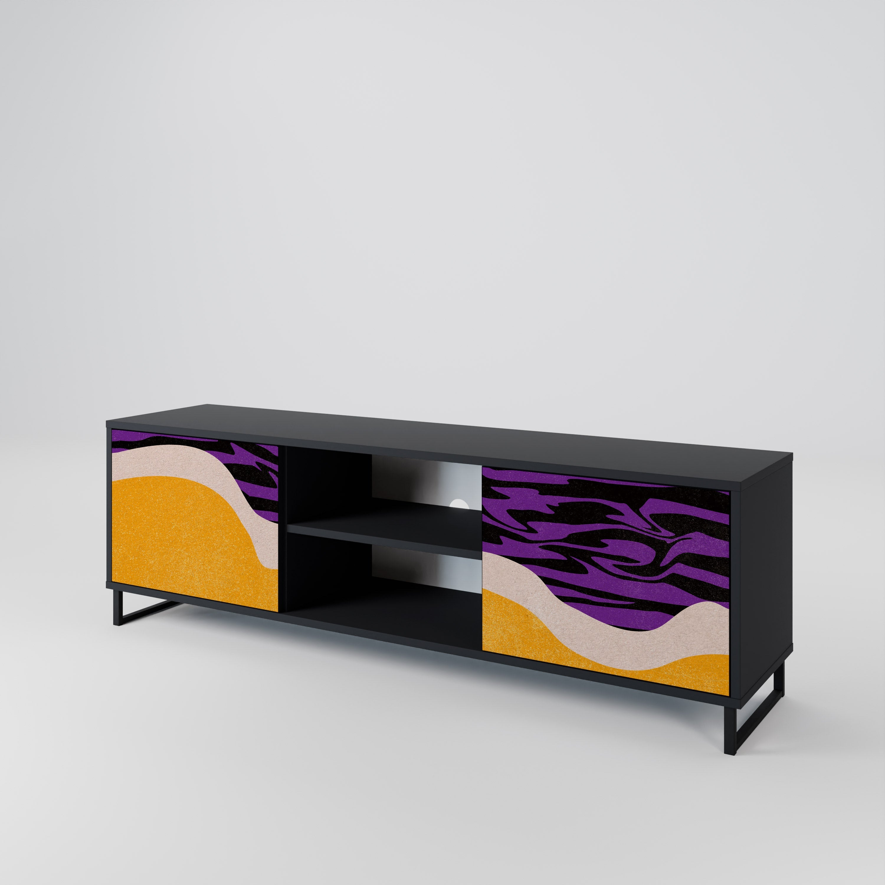 INDEPENDENT BORDER 2-Door TV Stand in Black Finish