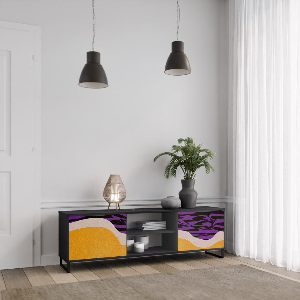 INDEPENDENT BORDER 2-Door TV Stand in Black Finish