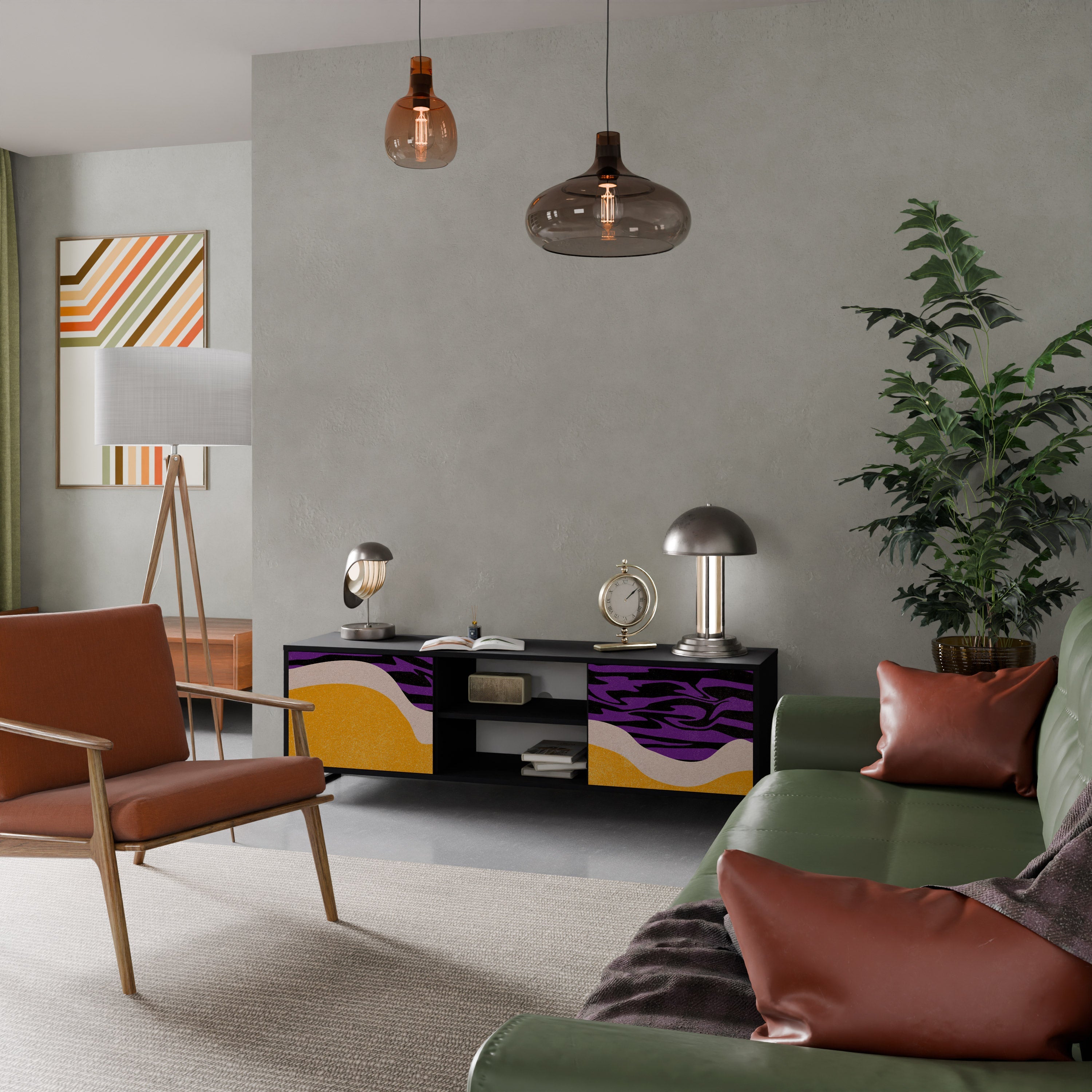 INDEPENDENT BORDER 2-Door TV Stand in Black Finish