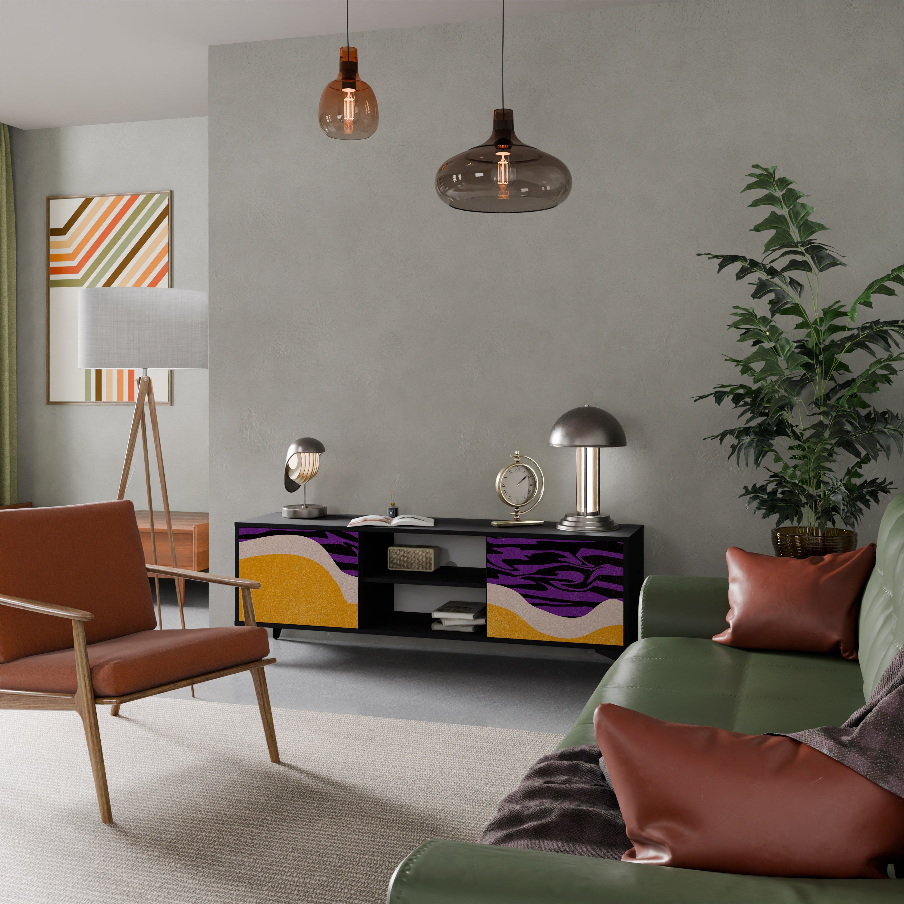 INDEPENDENT BORDER 2-Door TV Stand in Black Finish