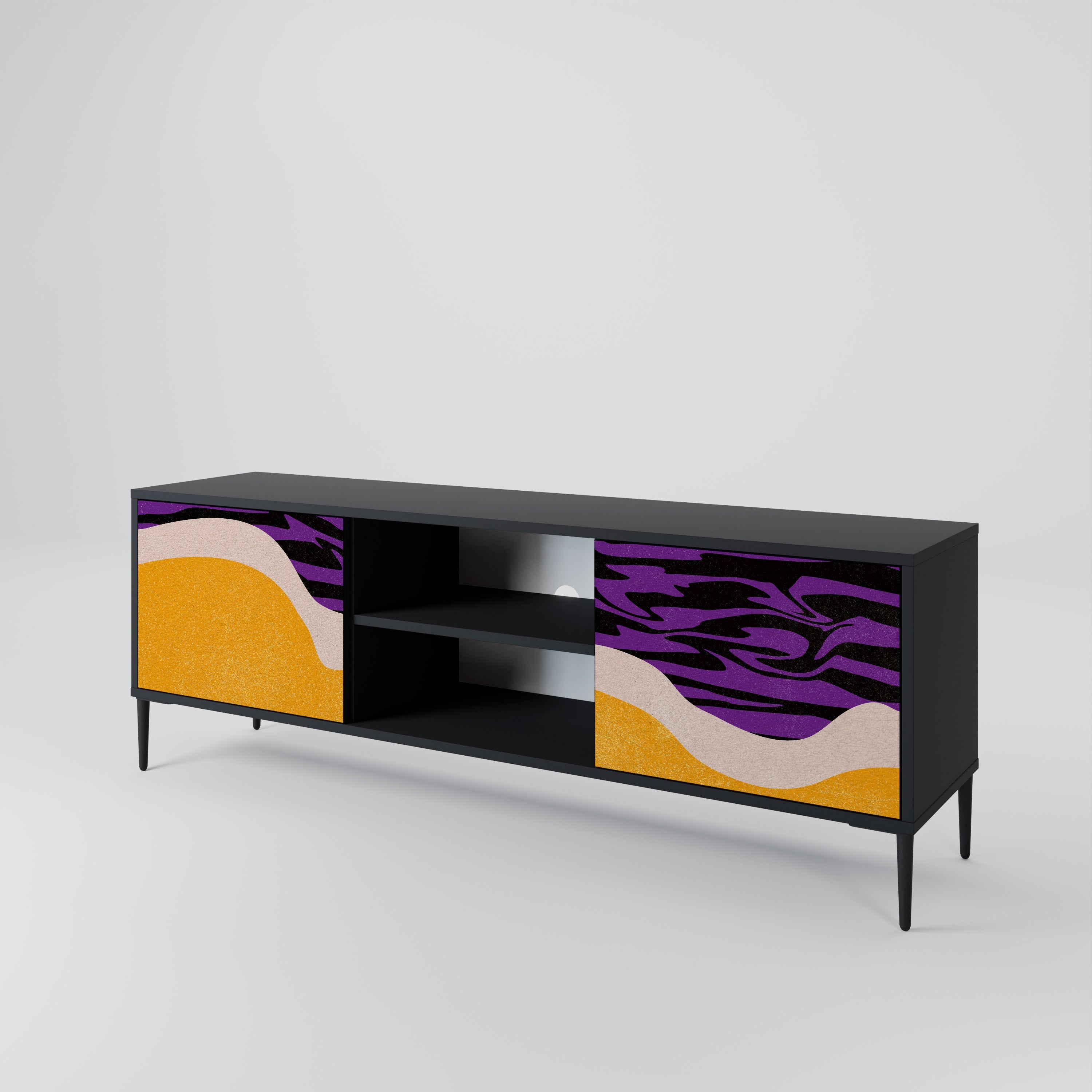 INDEPENDENT BORDER 2-Door TV Stand in Black Finish