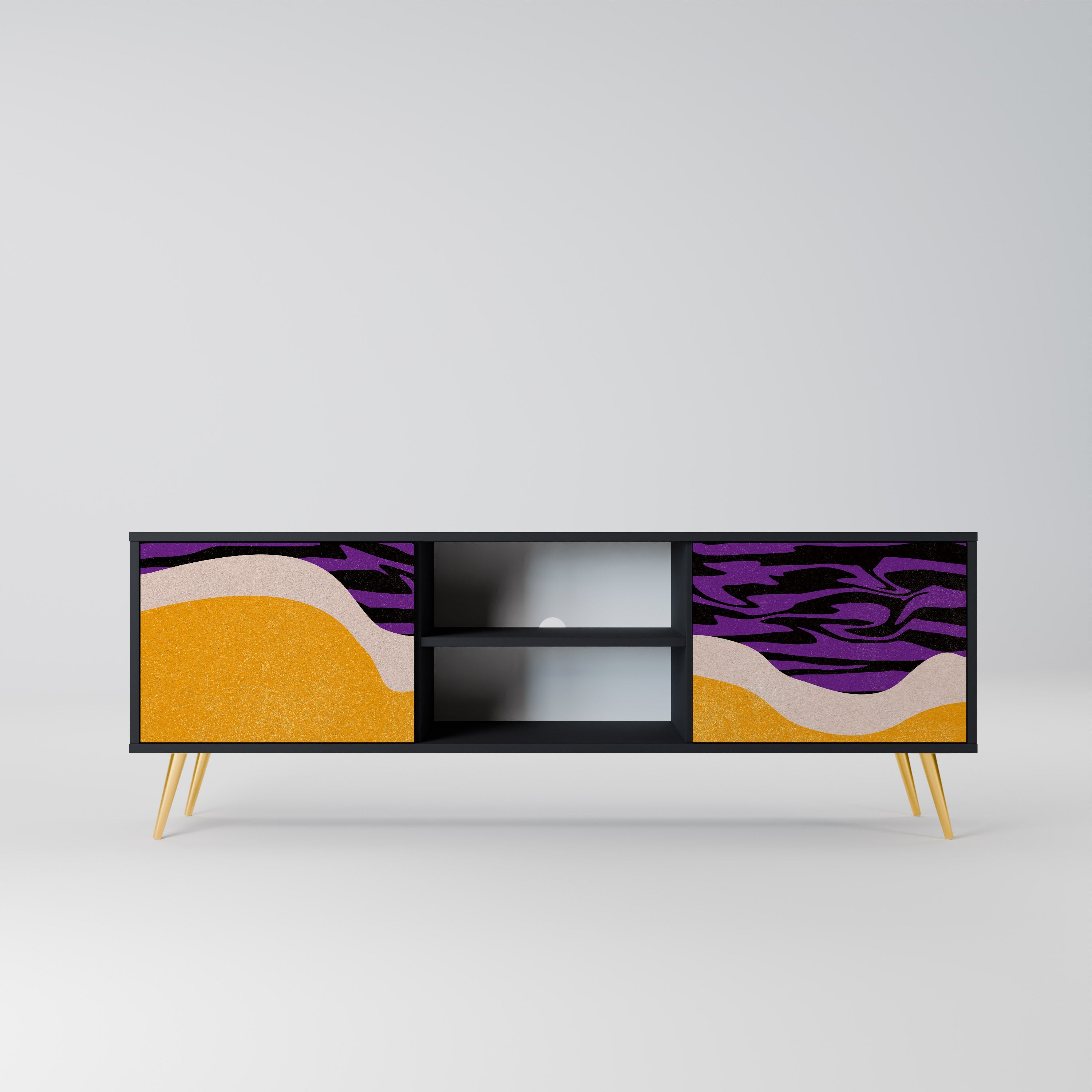 INDEPENDENT BORDER 2-Door TV Stand in Black Finish