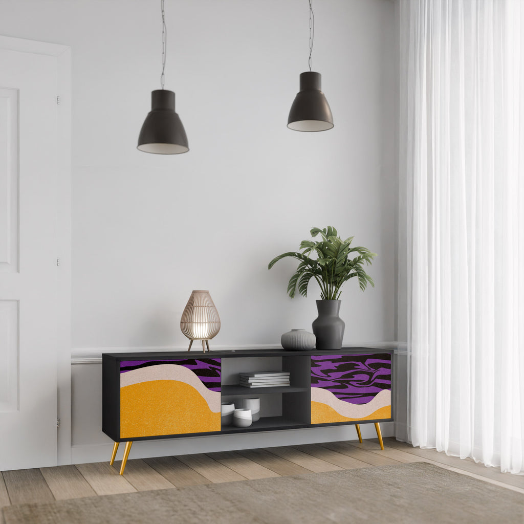 INDEPENDENT BORDER 2-Door TV Stand in Black Finish