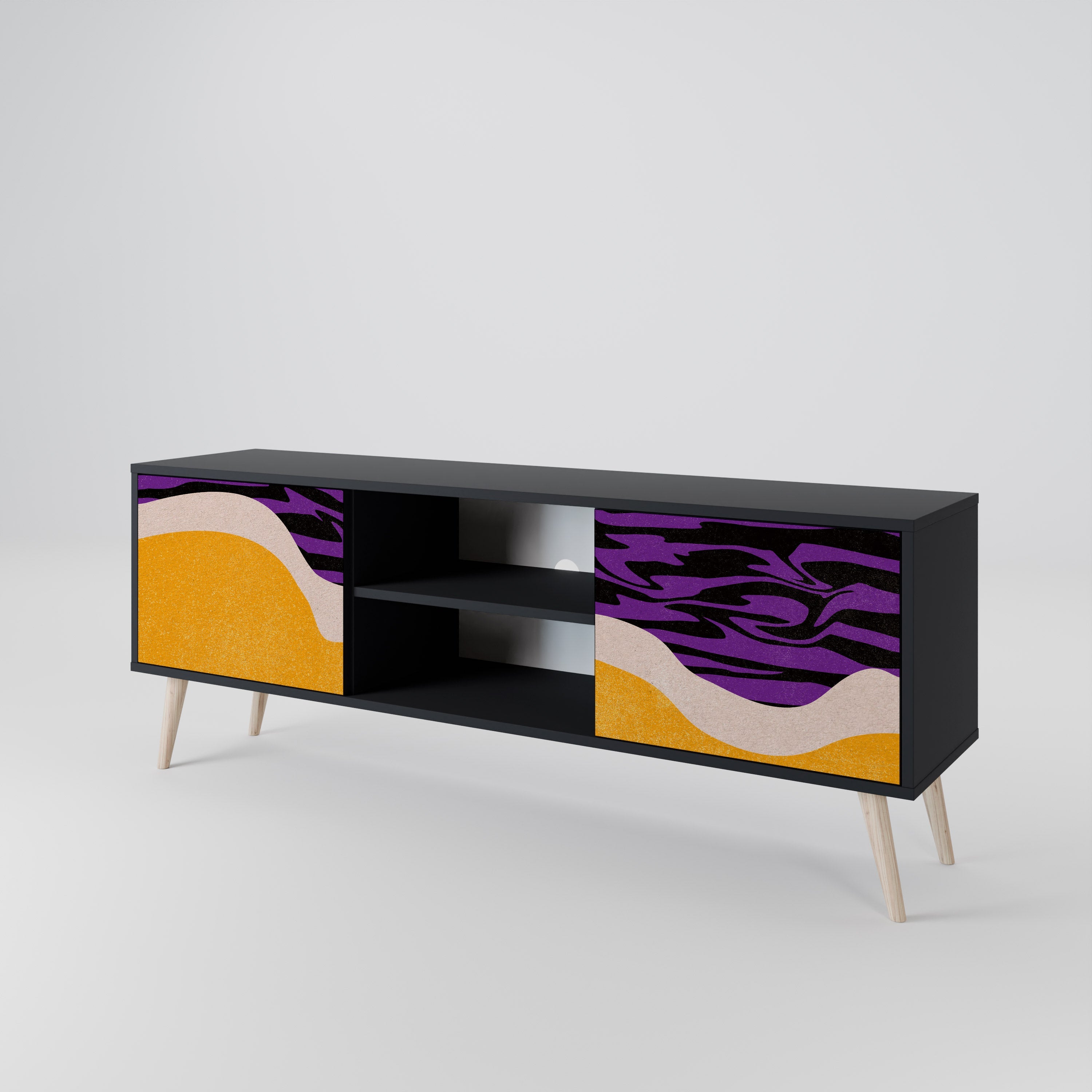 INDEPENDENT BORDER 2-Door TV Stand in Black Finish