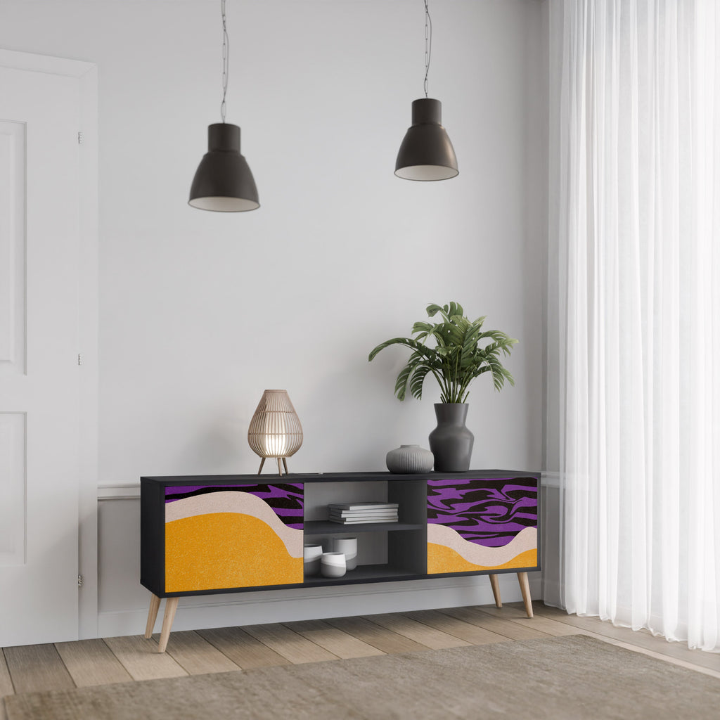 INDEPENDENT BORDER 2-Door TV Stand in Black Finish