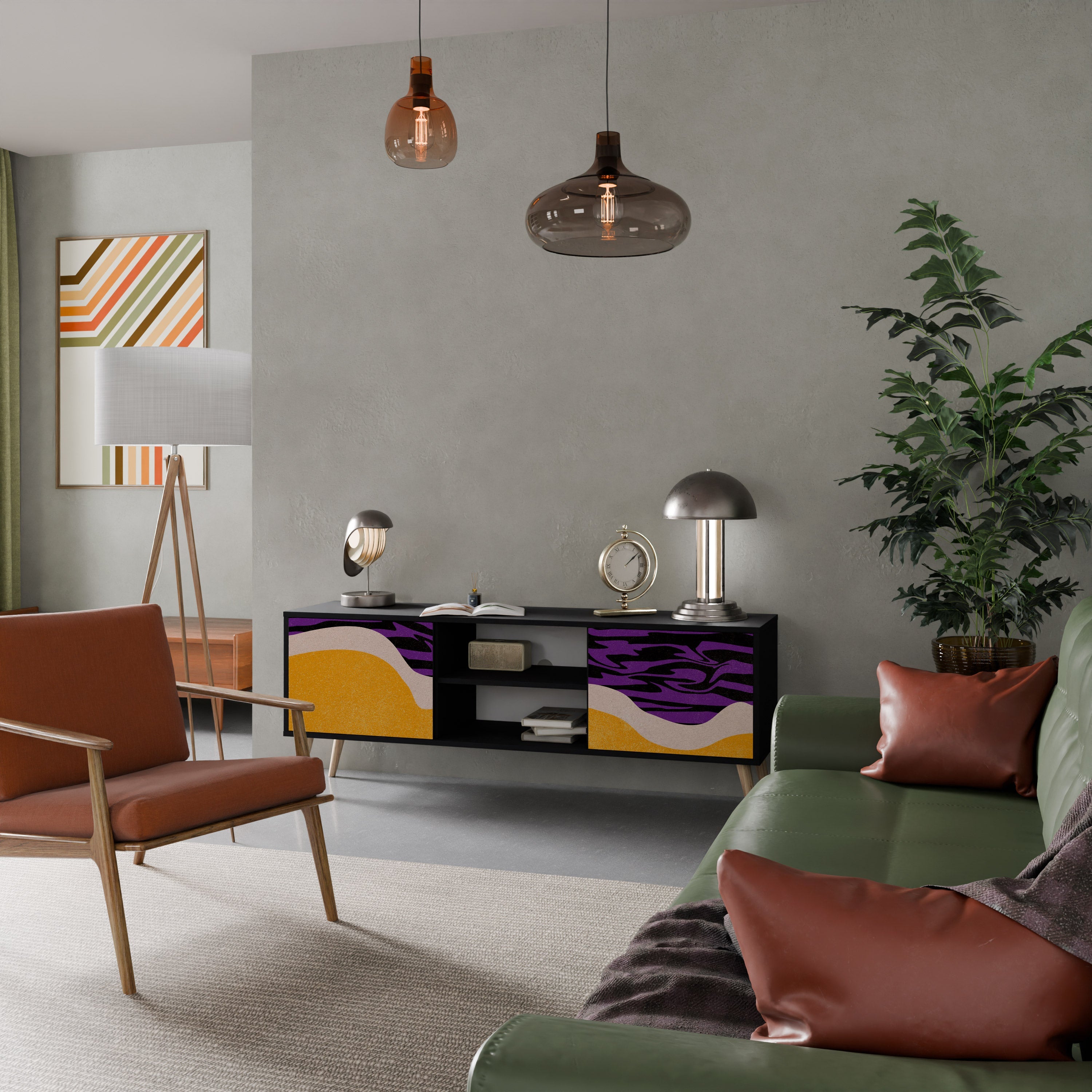 INDEPENDENT BORDER 2-Door TV Stand in Black Finish