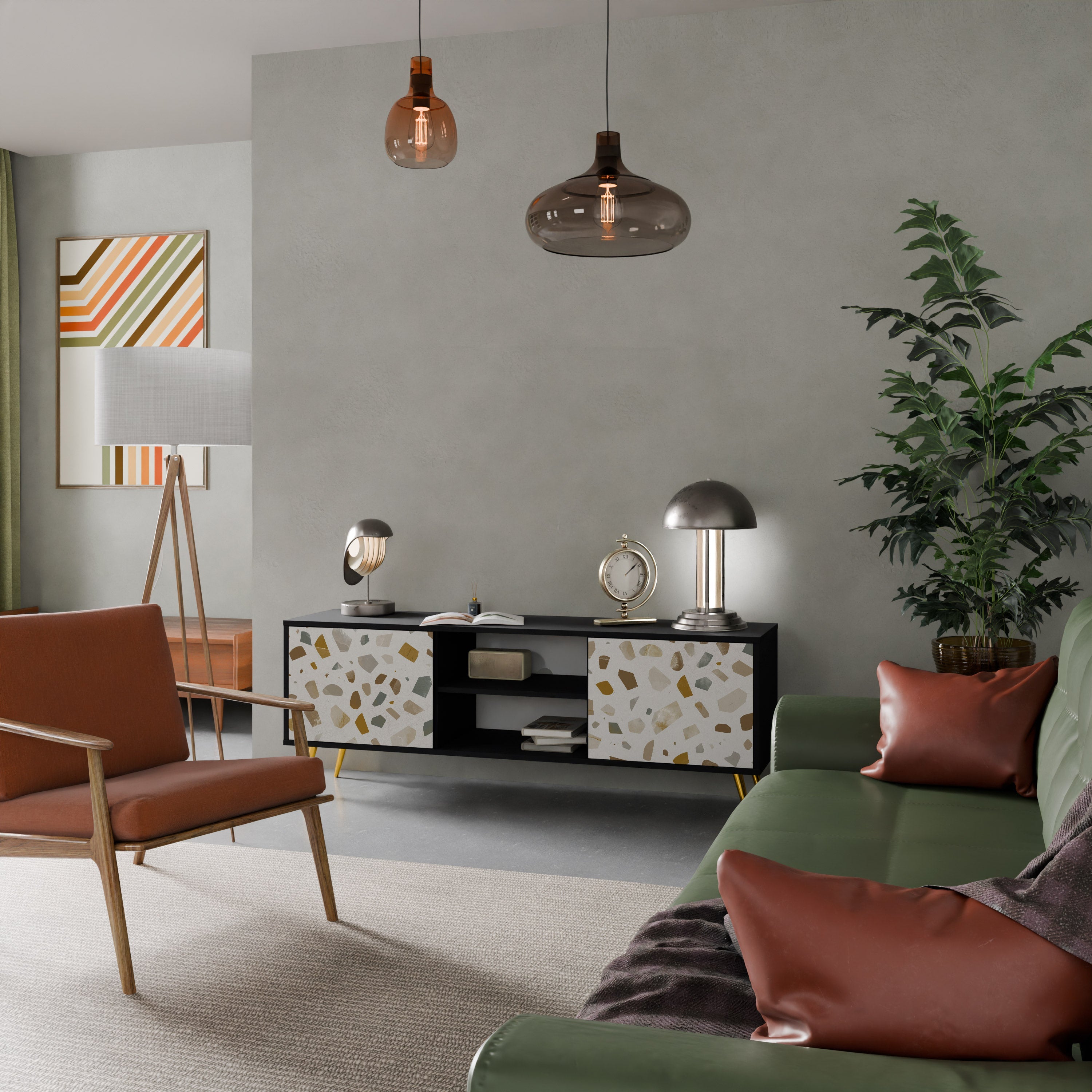 PIECES OF TOMORROW 2-Door TV Stand in Black Finish