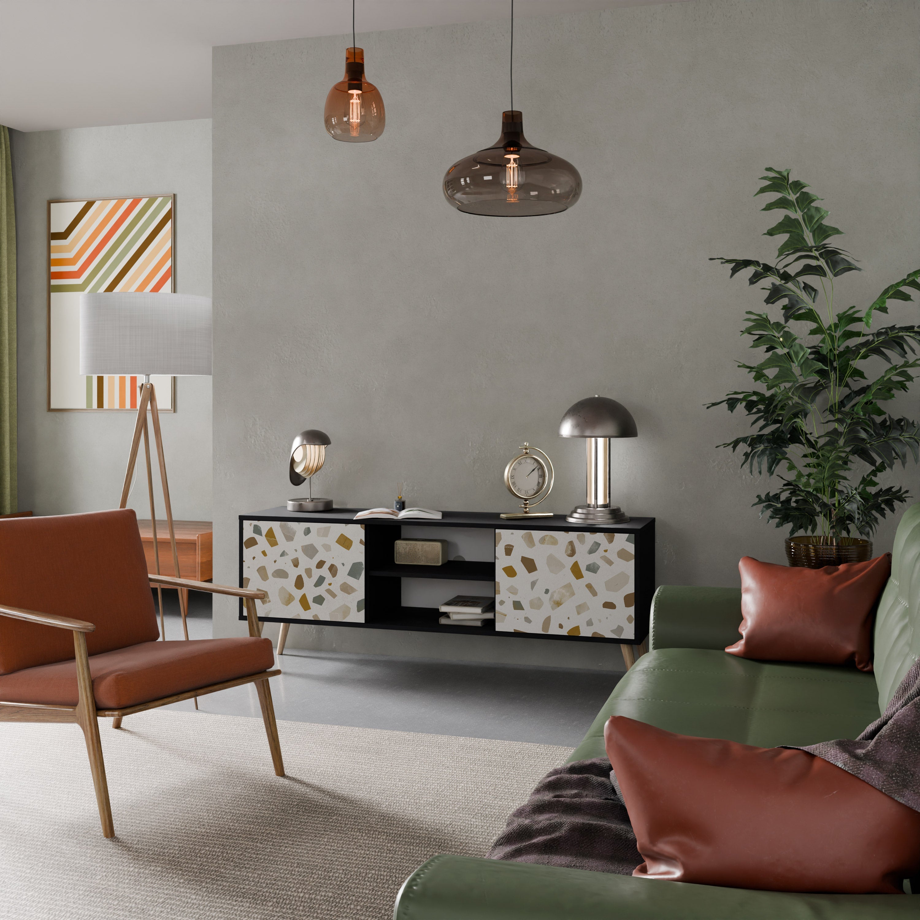 PIECES OF TOMORROW 2-Door TV Stand in Black Finish