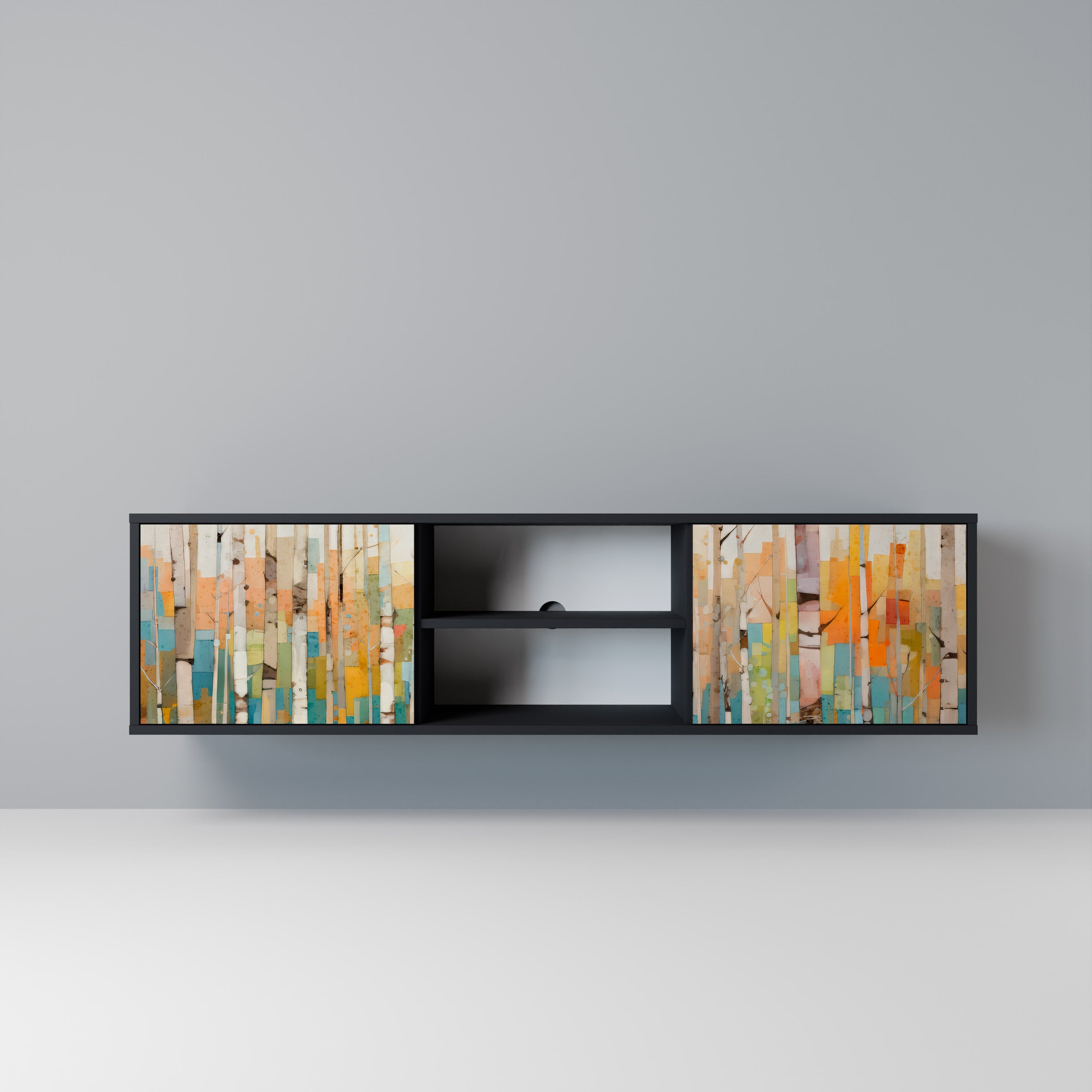 Meuble TV 2 portes BIRCH KALEIDOSCOPE finition noire