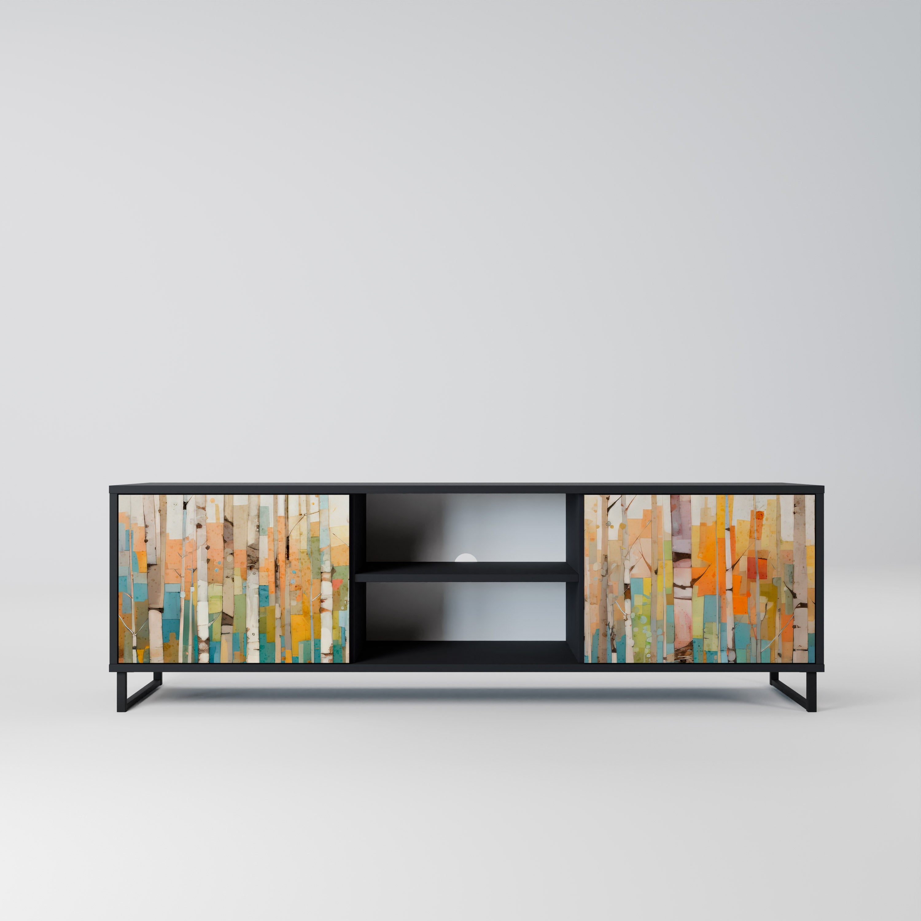 Meuble TV 2 portes BIRCH KALEIDOSCOPE finition noire