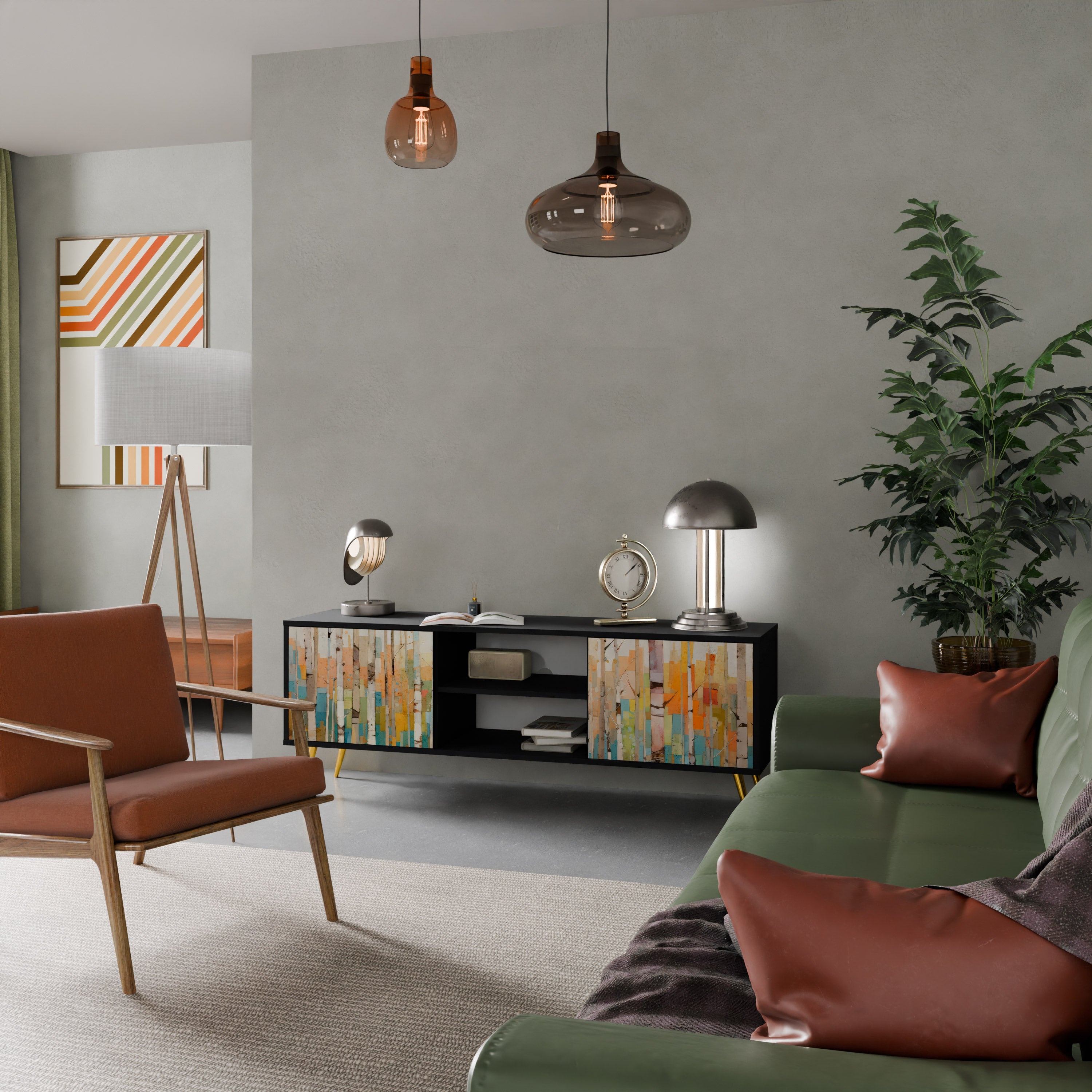 Meuble TV 2 portes BIRCH KALEIDOSCOPE finition noire