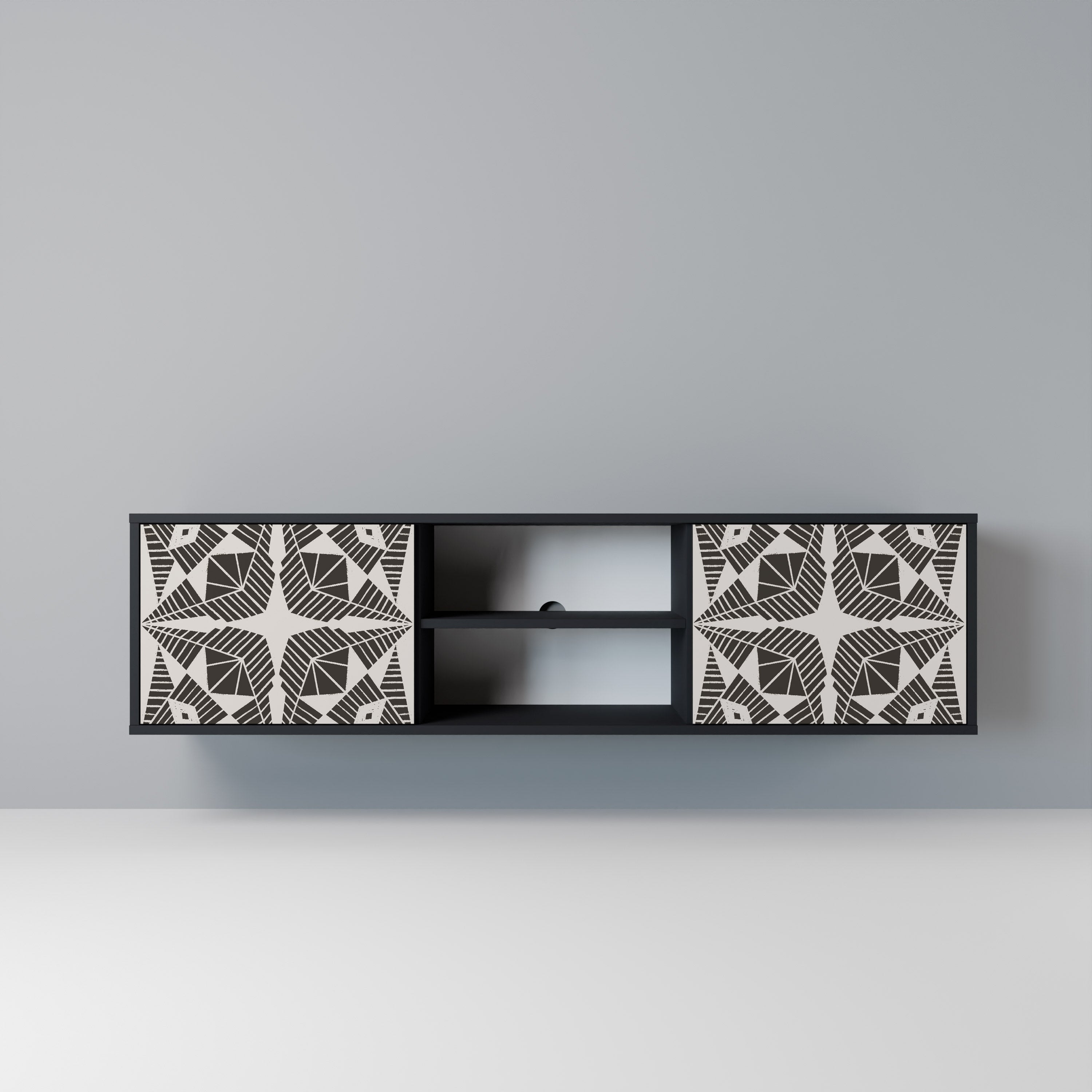 MONOCHROME NEXUS 2-Door TV Stand in Black Finish