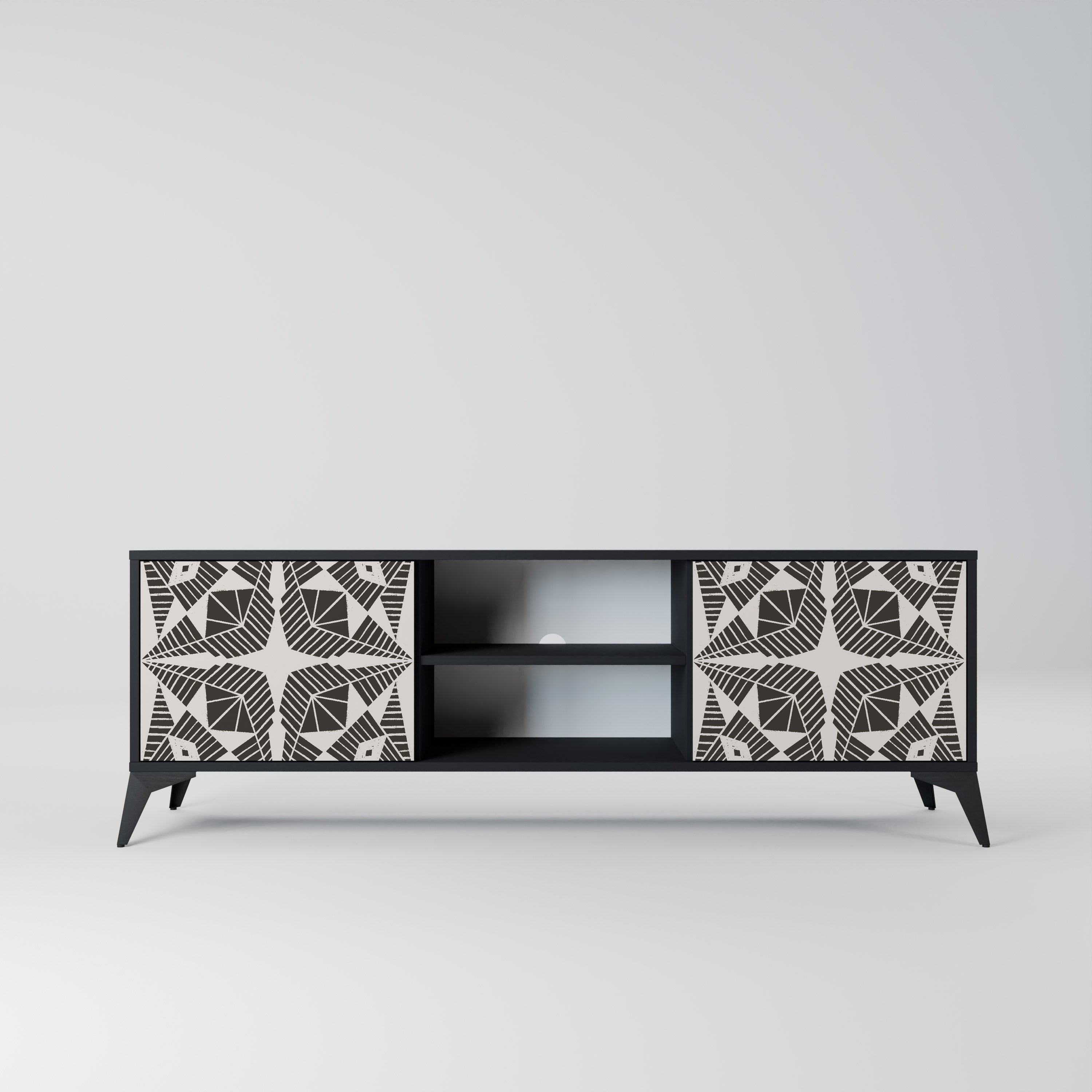 MONOCHROME NEXUS 2-Door TV Stand in Black Finish
