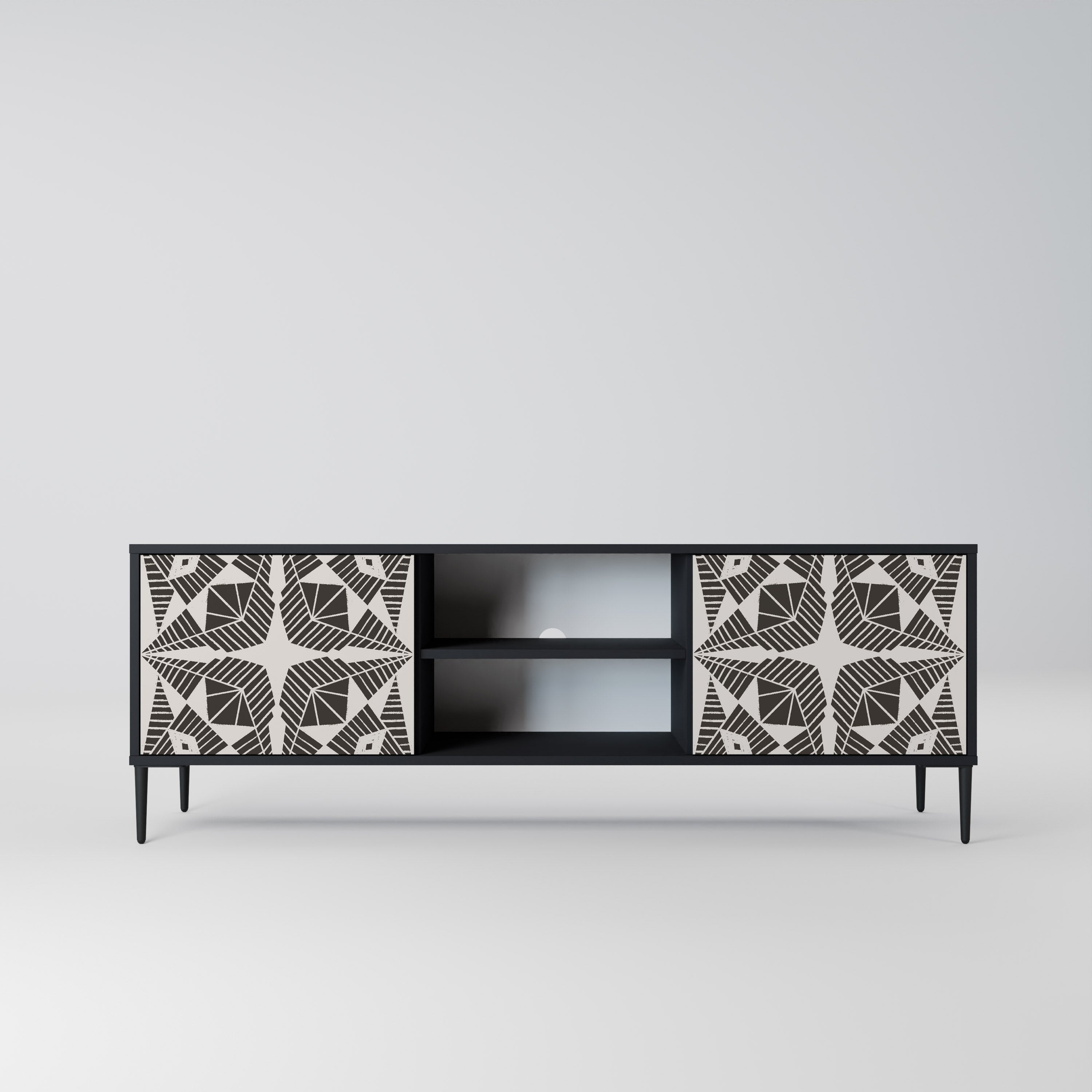 MONOCHROME NEXUS 2-Door TV Stand in Black Finish