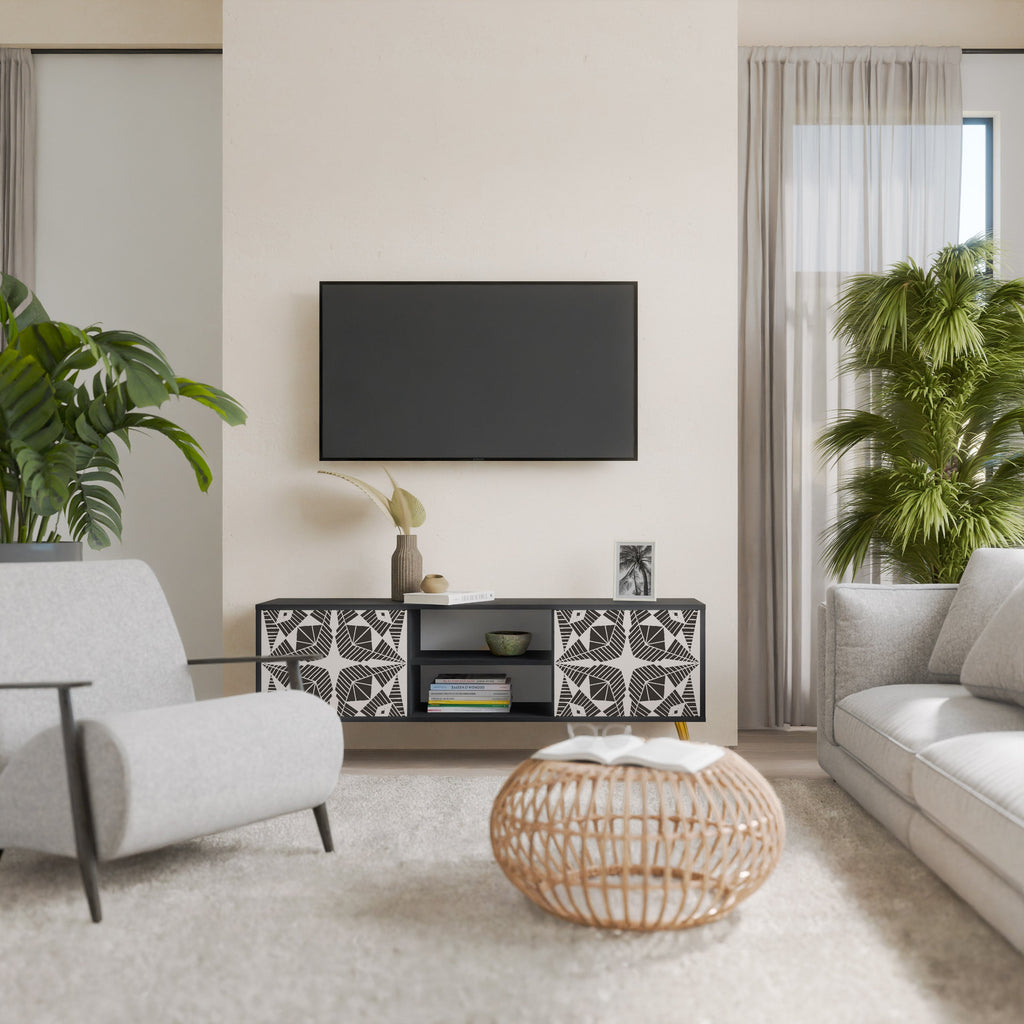 MONOCHROME NEXUS 2-Door TV Stand in Black Finish