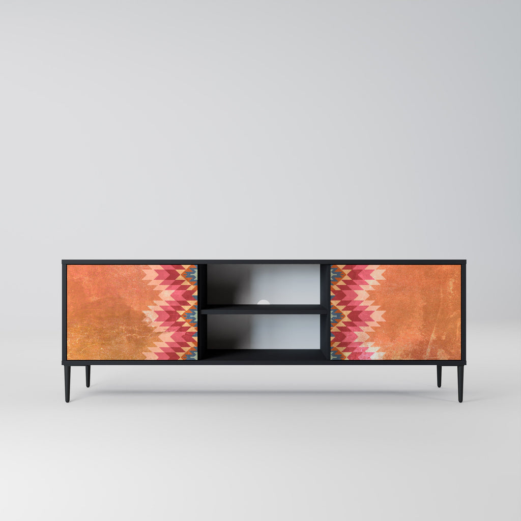 INDIAN FOLK 2-Door TV Stand in Black Finish