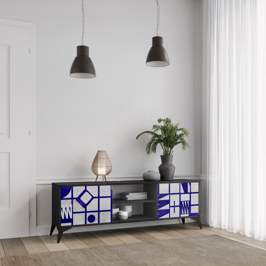 THE RIGHT PLACES 2-Door TV Stand in Black Finish