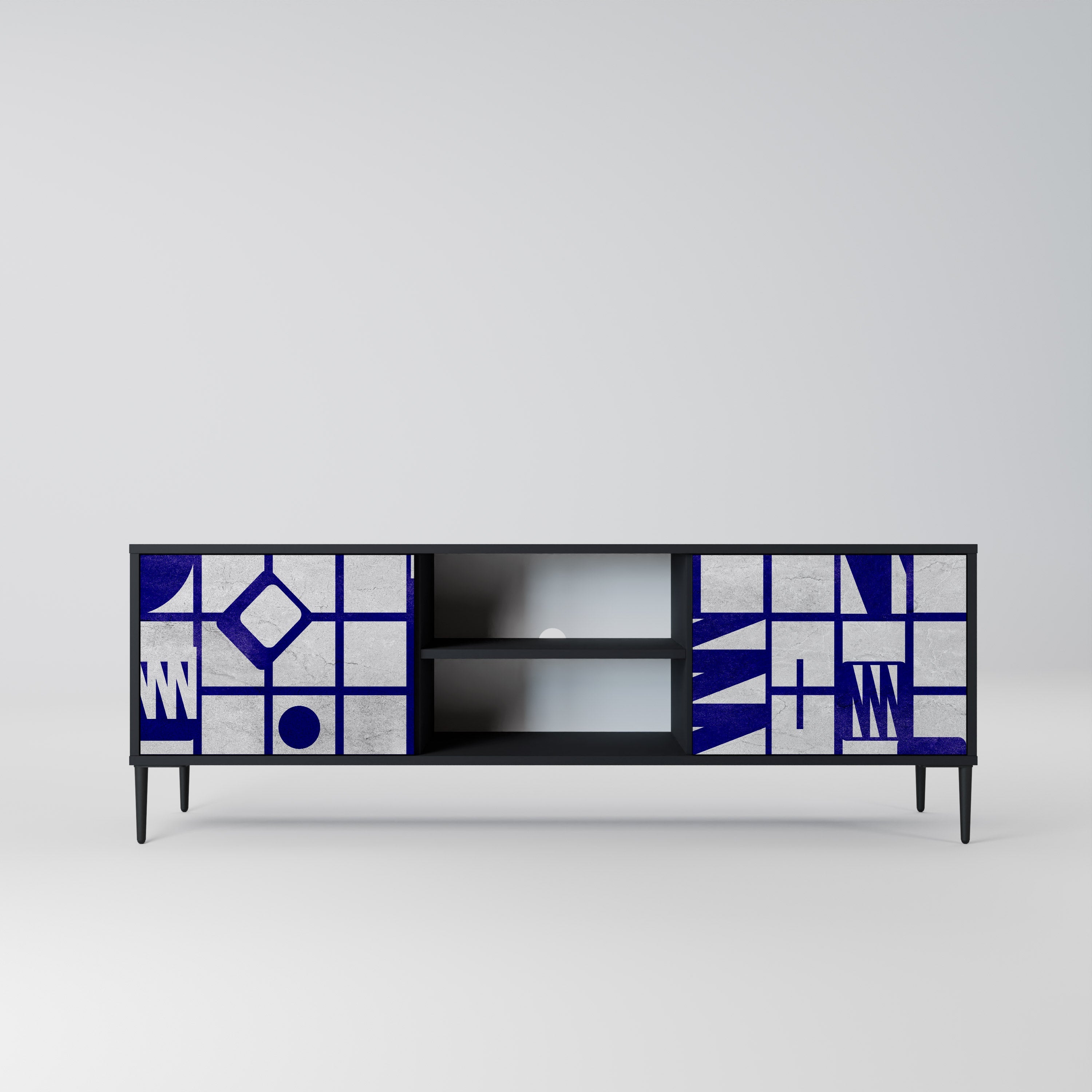 THE RIGHT PLACES 2-Door TV Stand in Black Finish