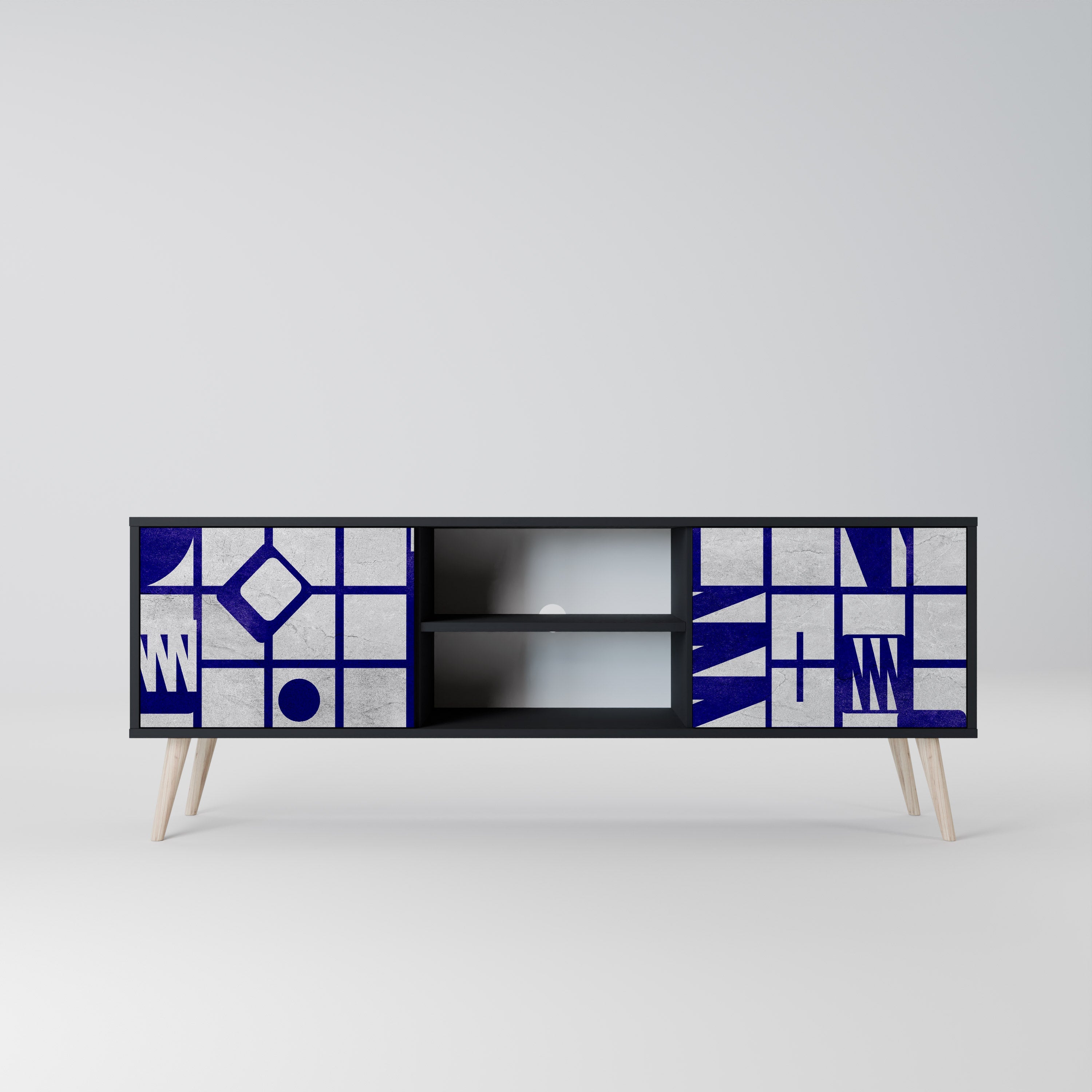 THE RIGHT PLACES 2-Door TV Stand in Black Finish