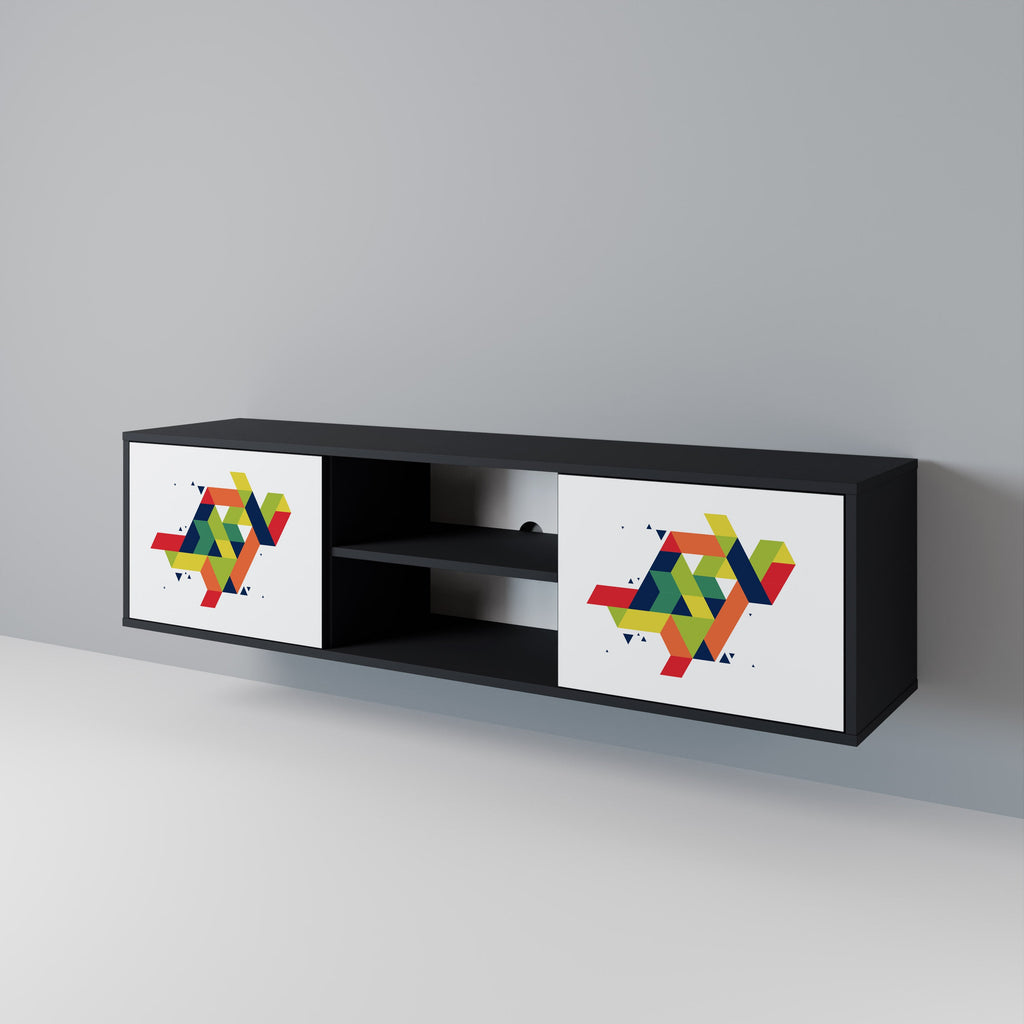 FUTURE SIGN 2-Door TV Stand in Black Finish