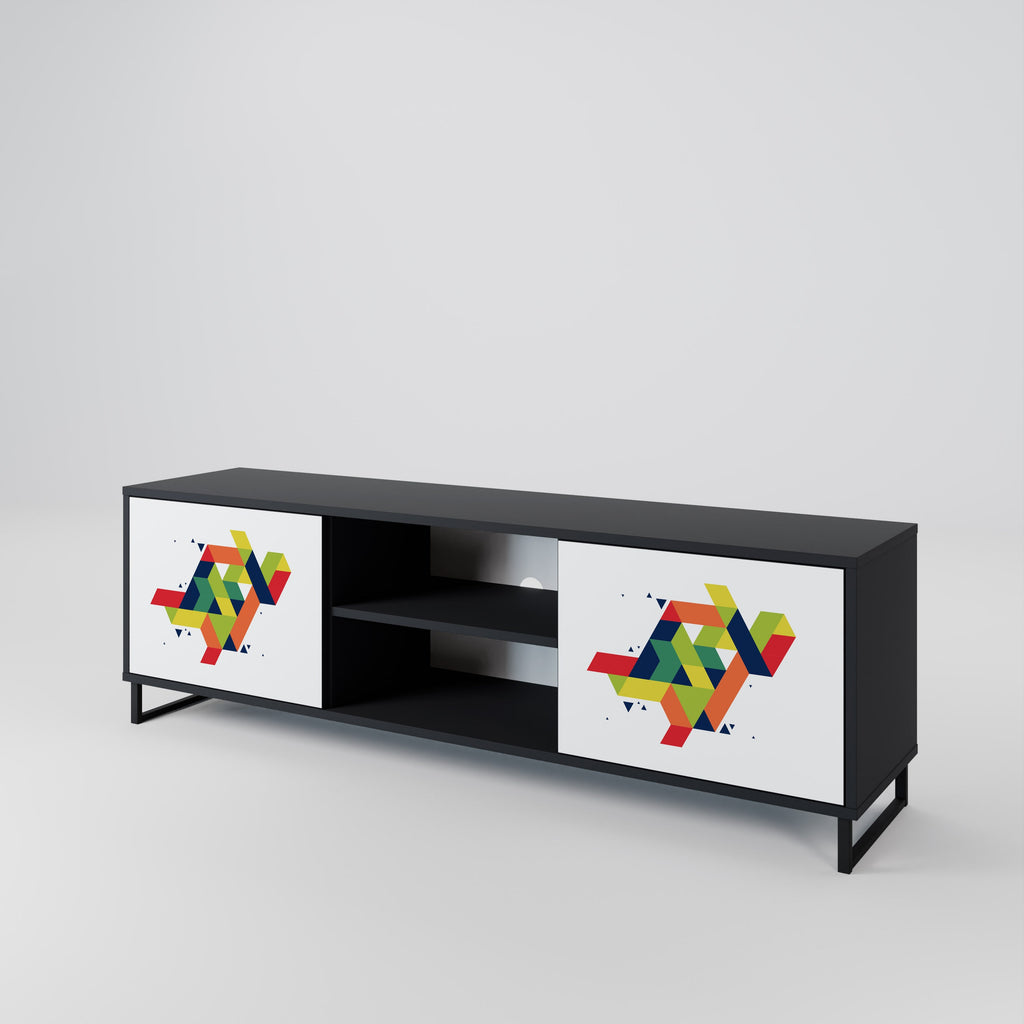 FUTURE SIGN 2-Door TV Stand in Black Finish