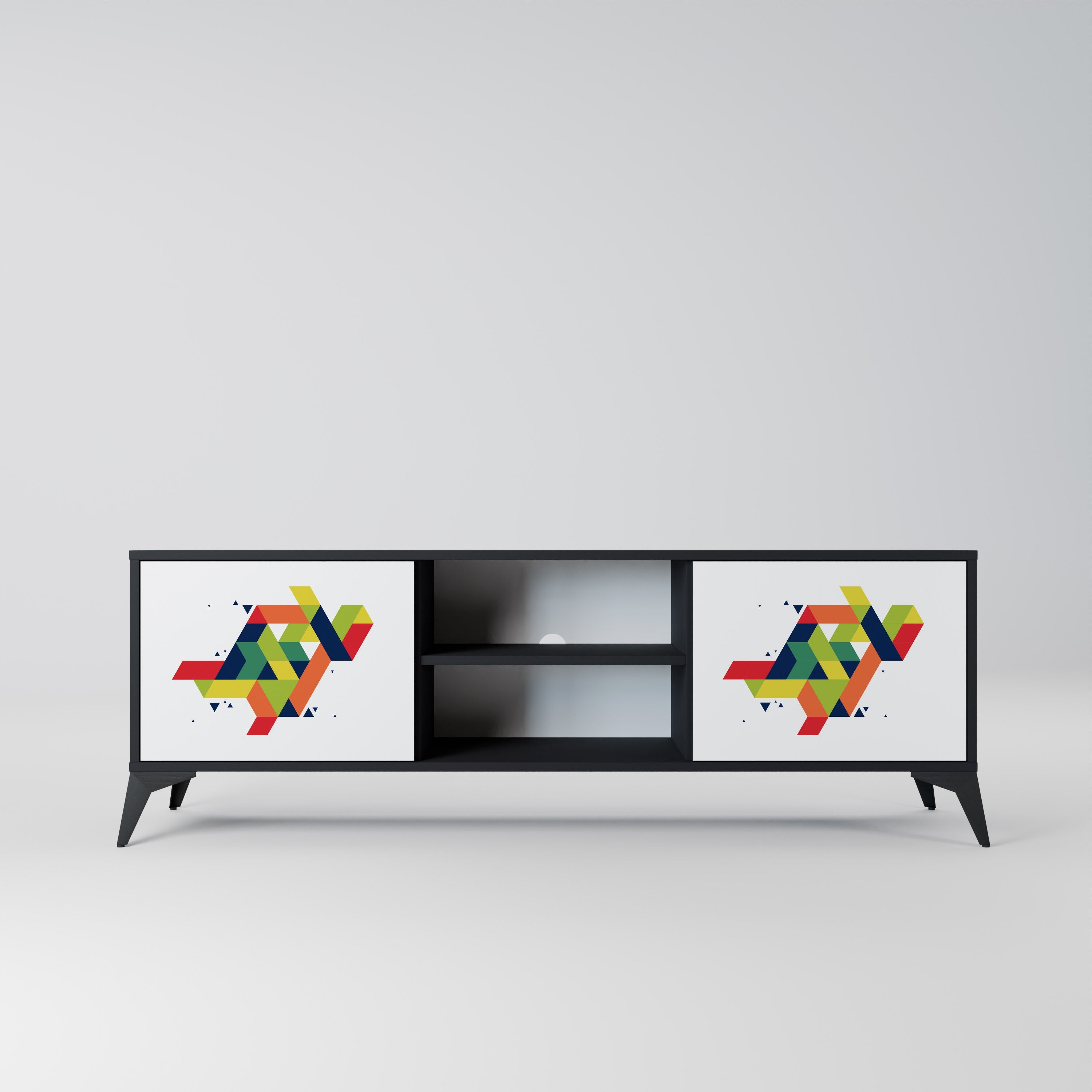 FUTURE SIGN 2-Door TV Stand in Black Finish
