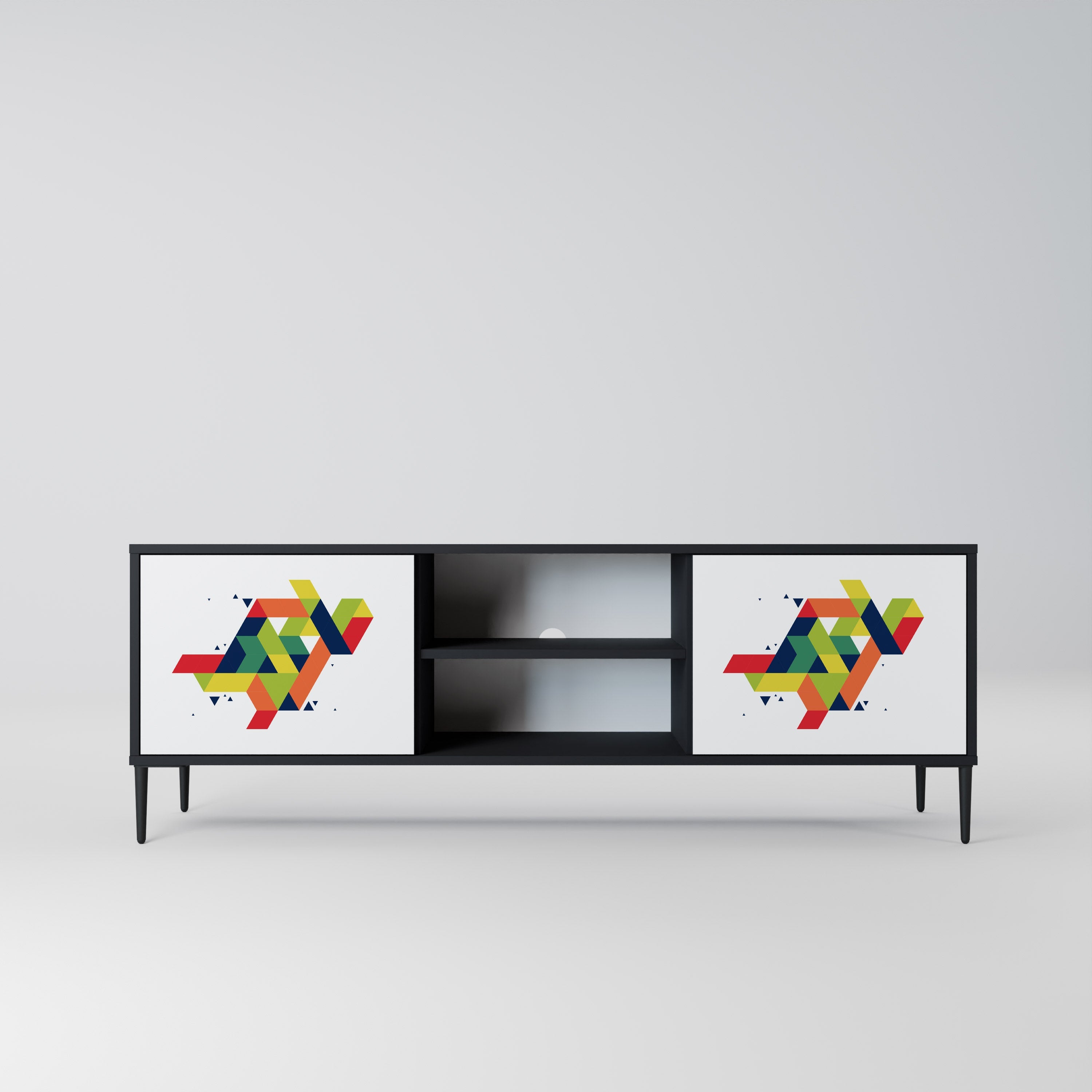 FUTURE SIGN 2-Door TV Stand in Black Finish