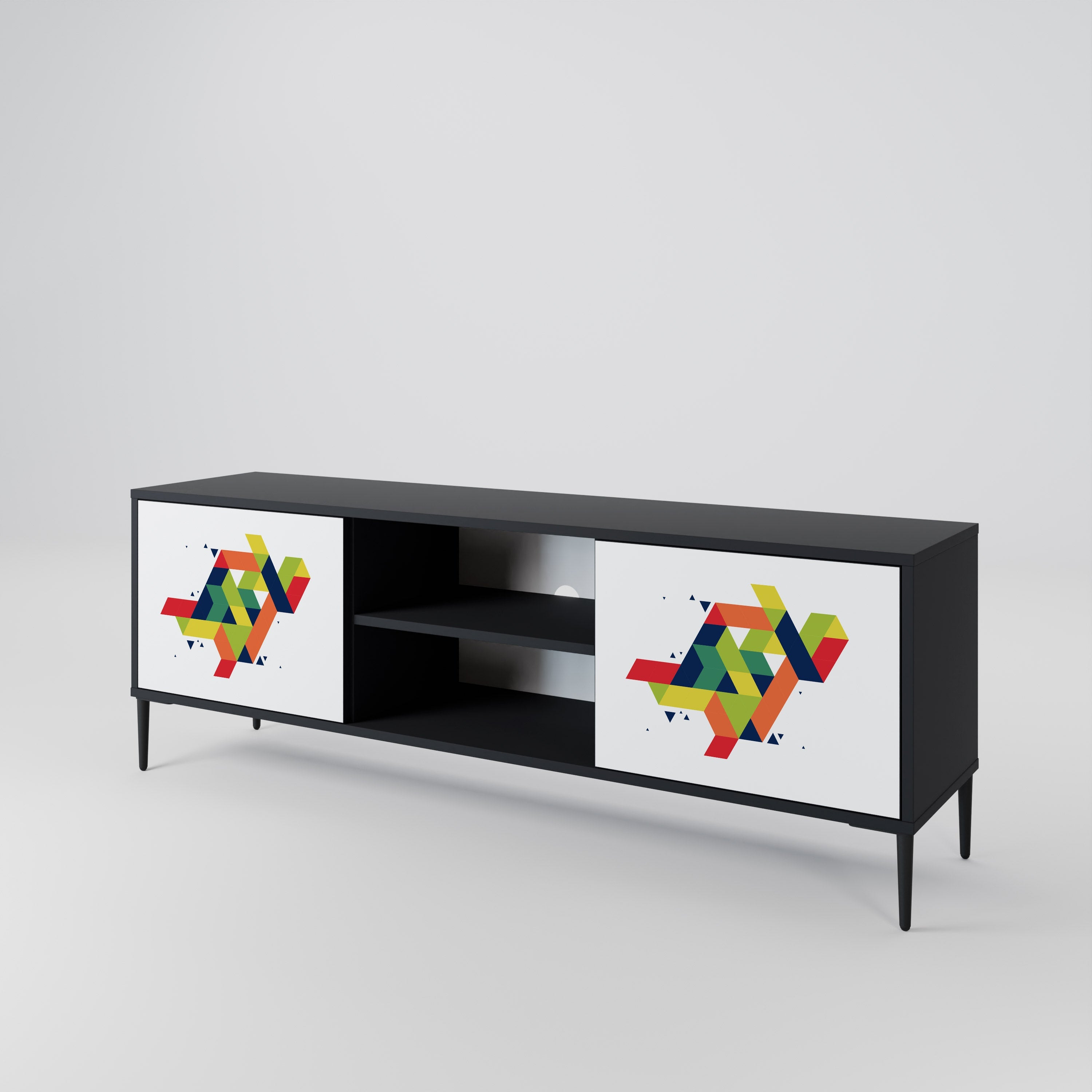 FUTURE SIGN 2-Door TV Stand in Black Finish