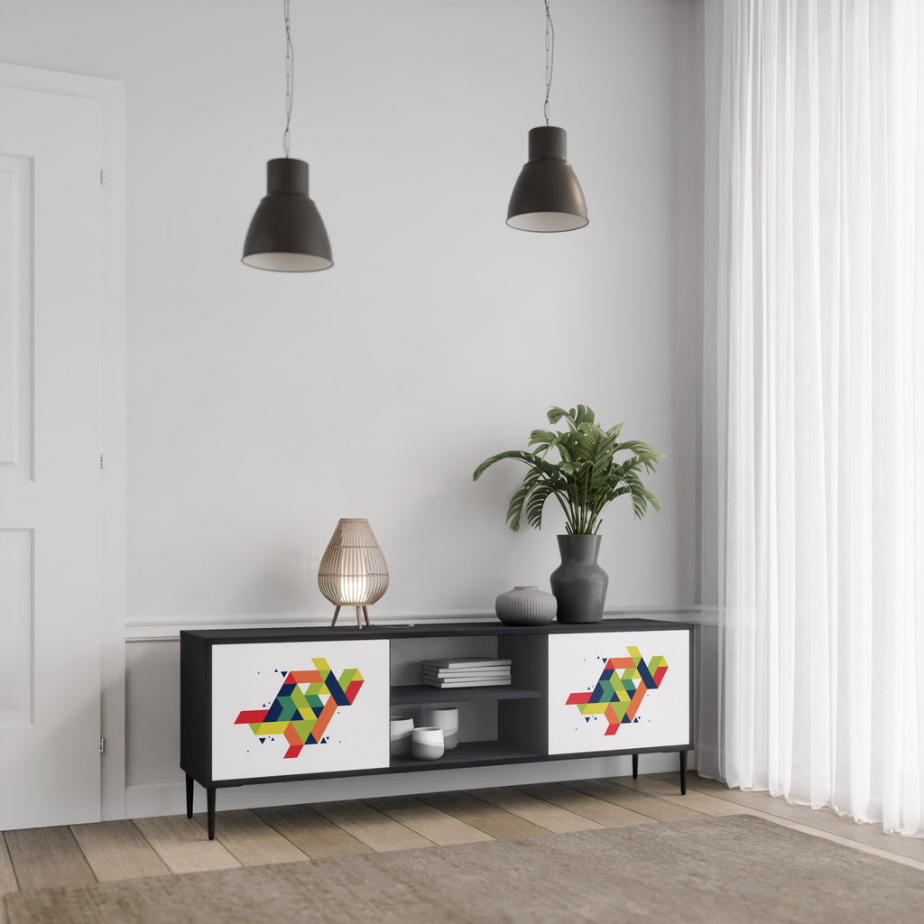 FUTURE SIGN 2-Door TV Stand in Black Finish