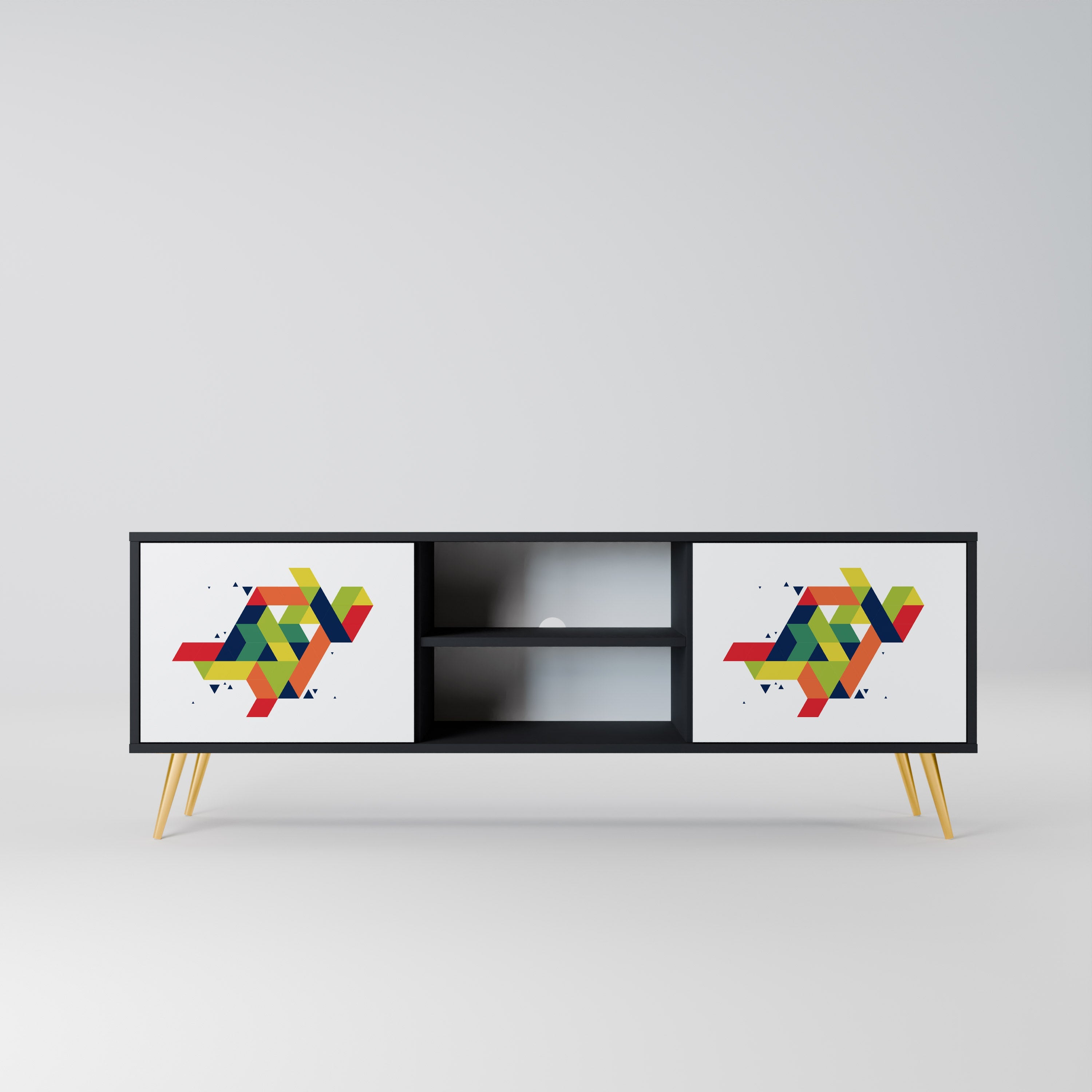 FUTURE SIGN 2-Door TV Stand in Black Finish