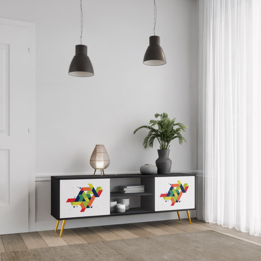 FUTURE SIGN 2-Door TV Stand in Black Finish