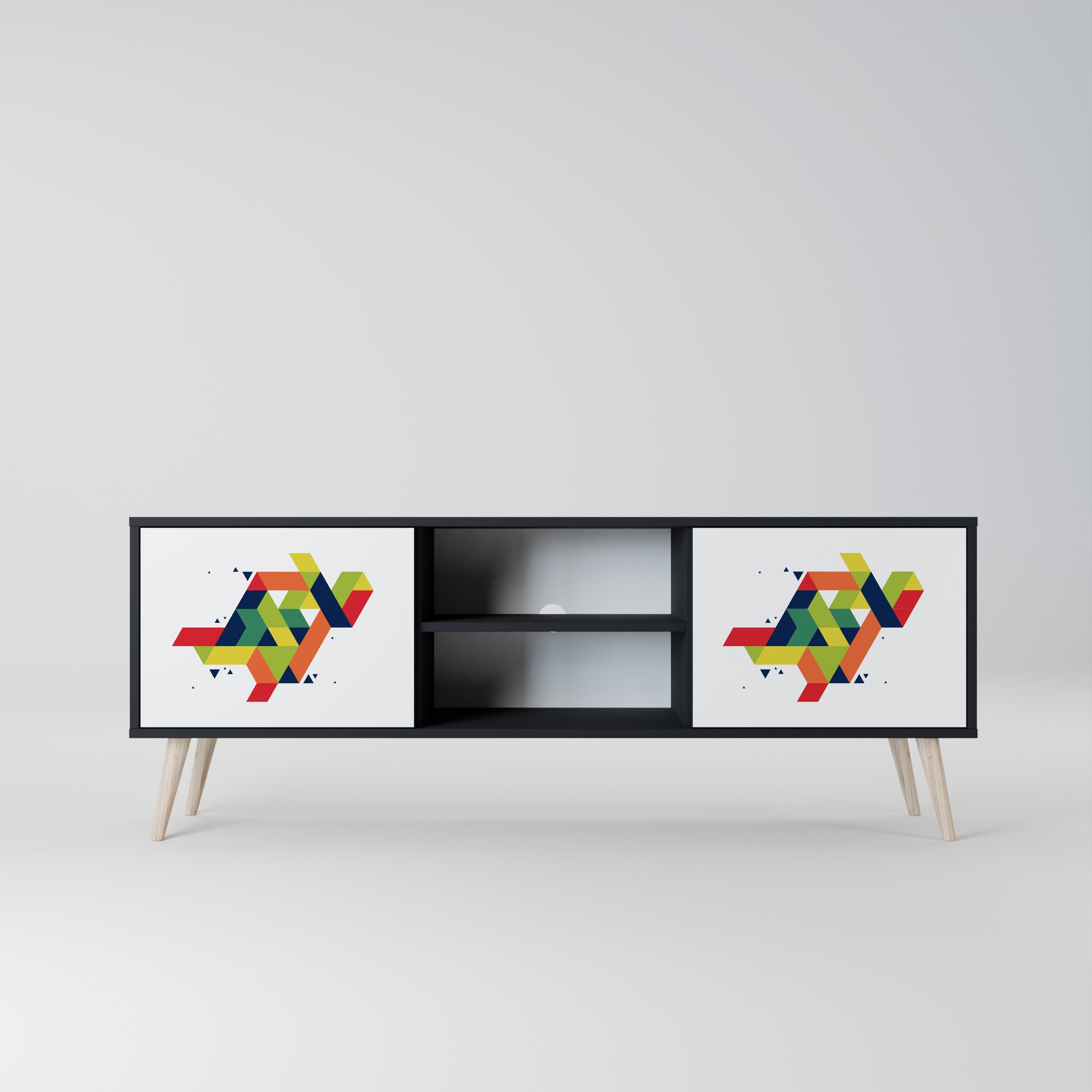 FUTURE SIGN 2-Door TV Stand in Black Finish