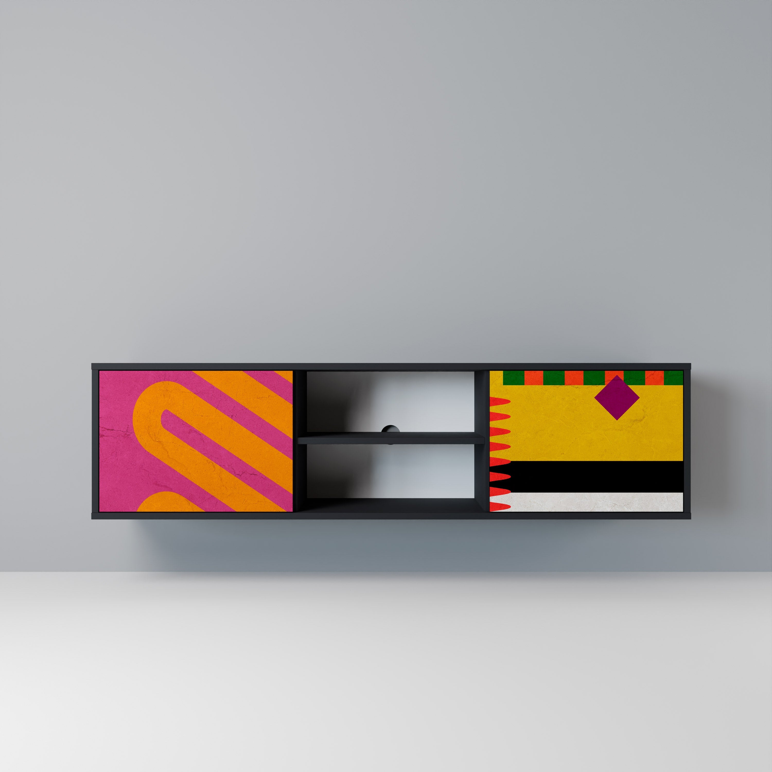 VIVID ART 2-Door TV Stand in Black Finish