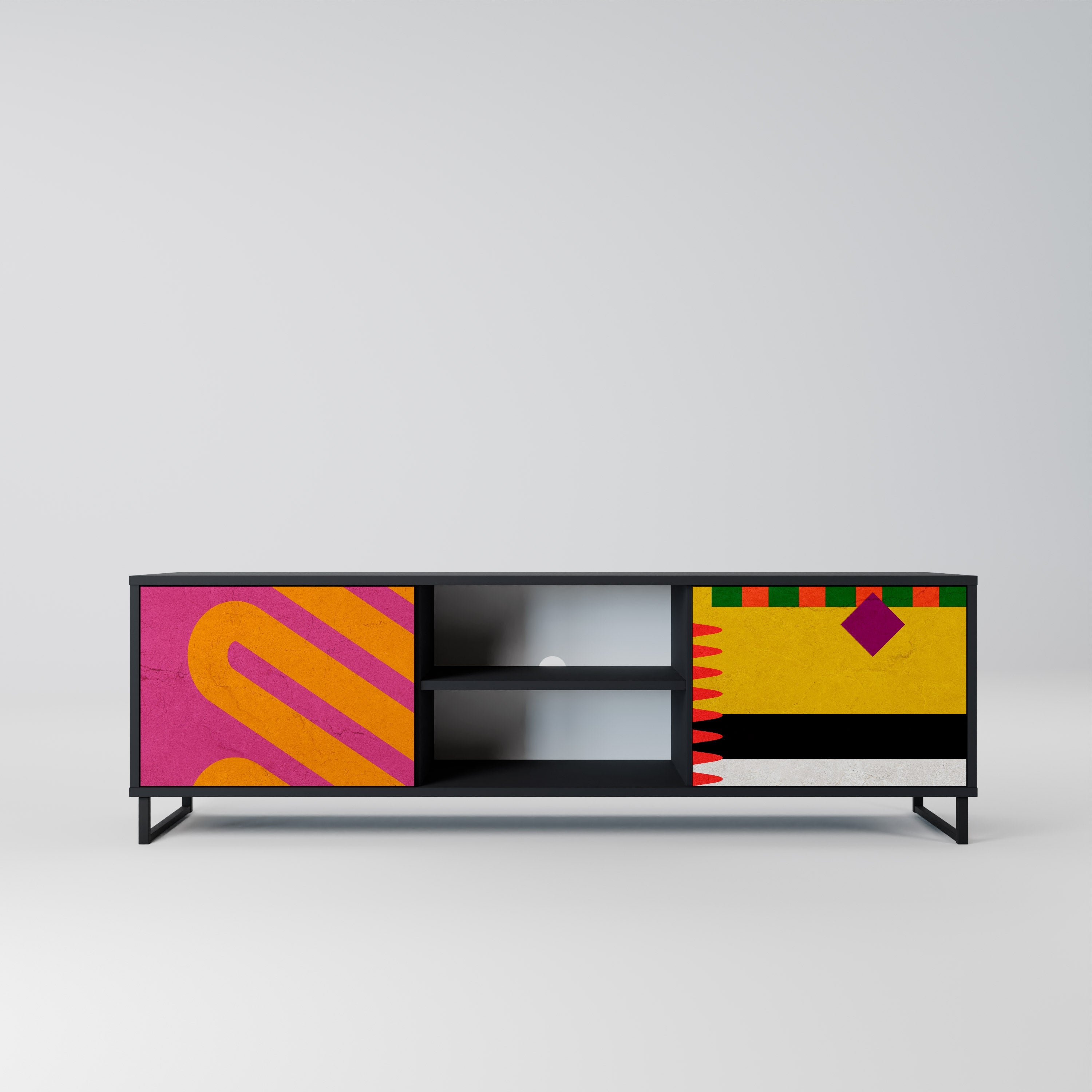 VIVID ART 2-Door TV Stand in Black Finish