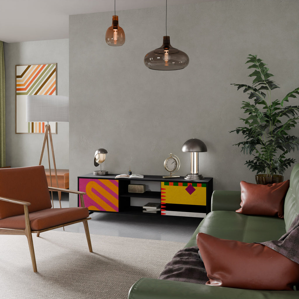 VIVID ART 2-Door TV Stand in Black Finish